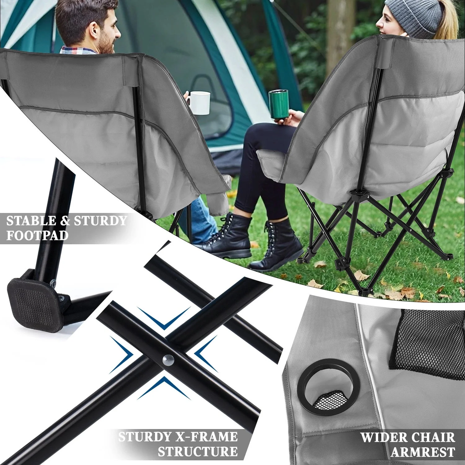 BOSSIN Oversized Camping Chair ,Portable Chair,with Side Cup Holder,Side Pocket and Cooler Bag-2 - Image 10