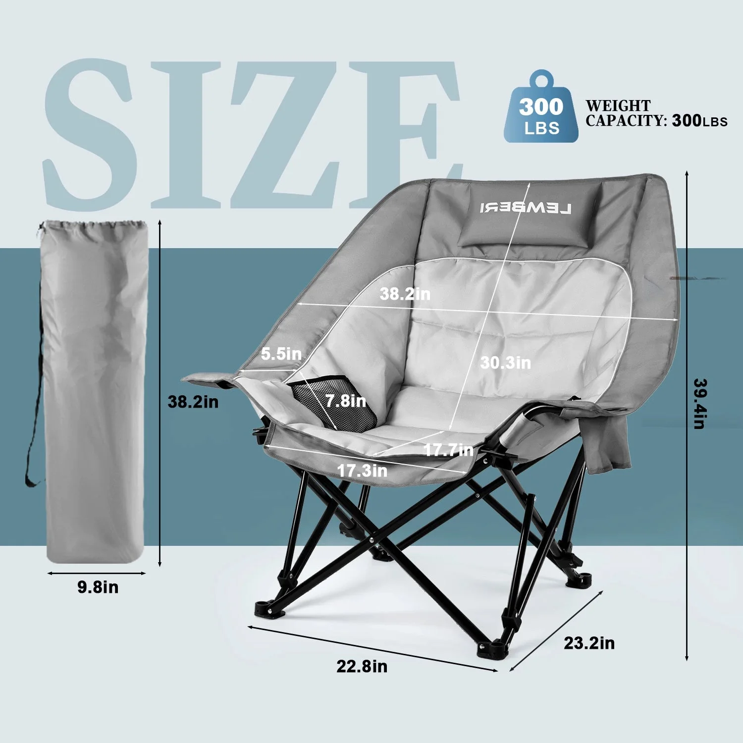 BOSSIN Oversized Camping Chair ,Portable Chair,with Side Cup Holder,Side Pocket and Cooler Bag-2 - Image 11