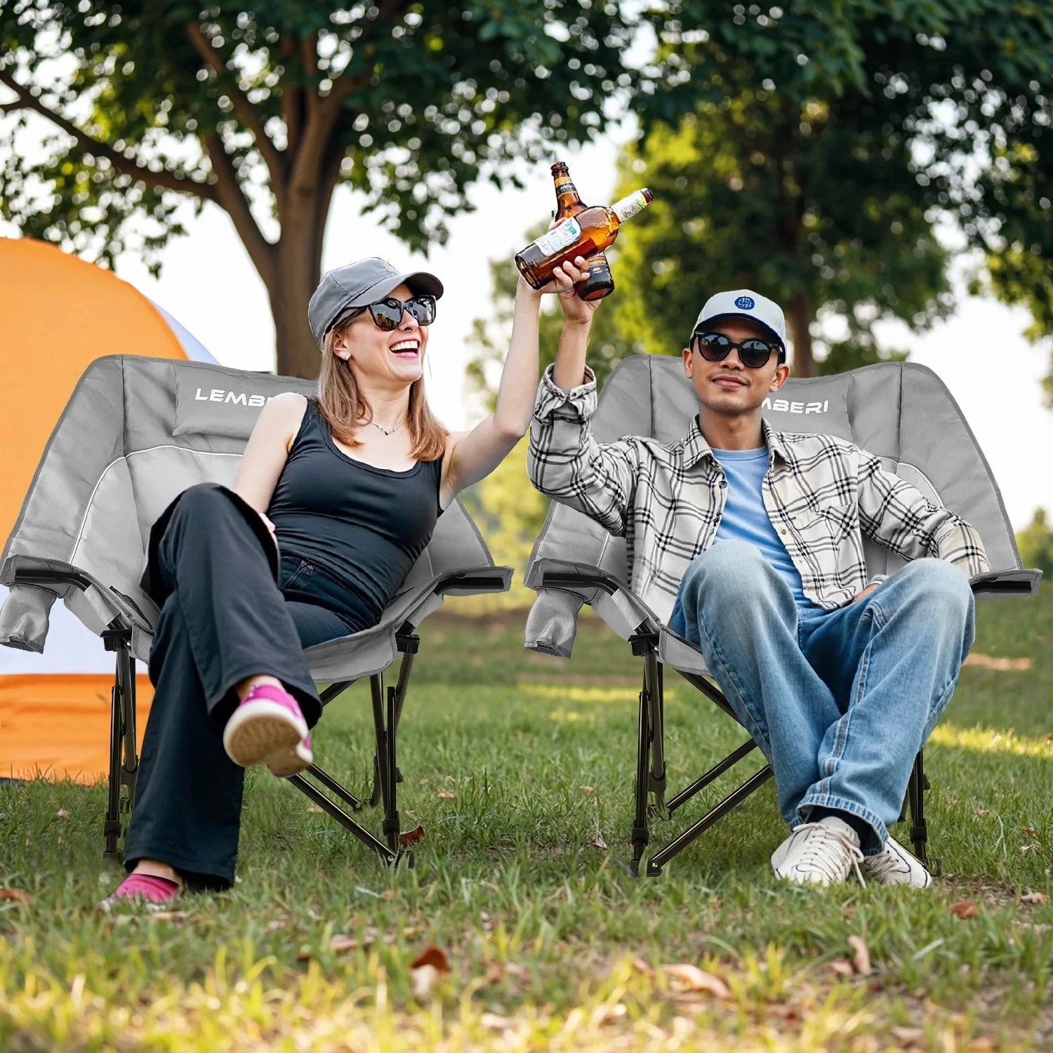 BOSSIN Oversized Camping Chair ,Portable Chair,with Side Cup Holder,Side Pocket and Cooler Bag-2 - Image 13