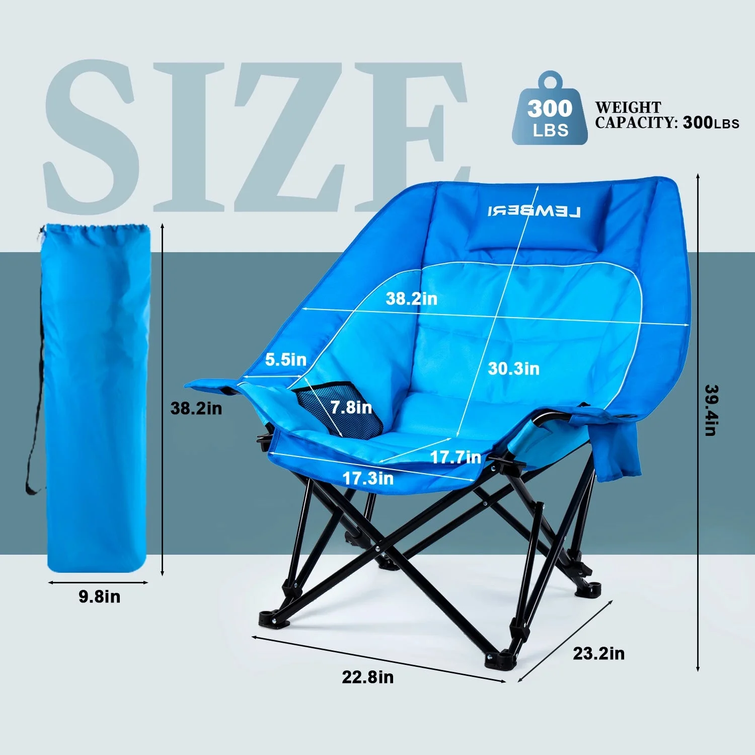 BOSSIN Oversized Camping Chair ,Portable Chair,with Side Cup Holder,Side Pocket and Cooler Bag-2 - Image 4