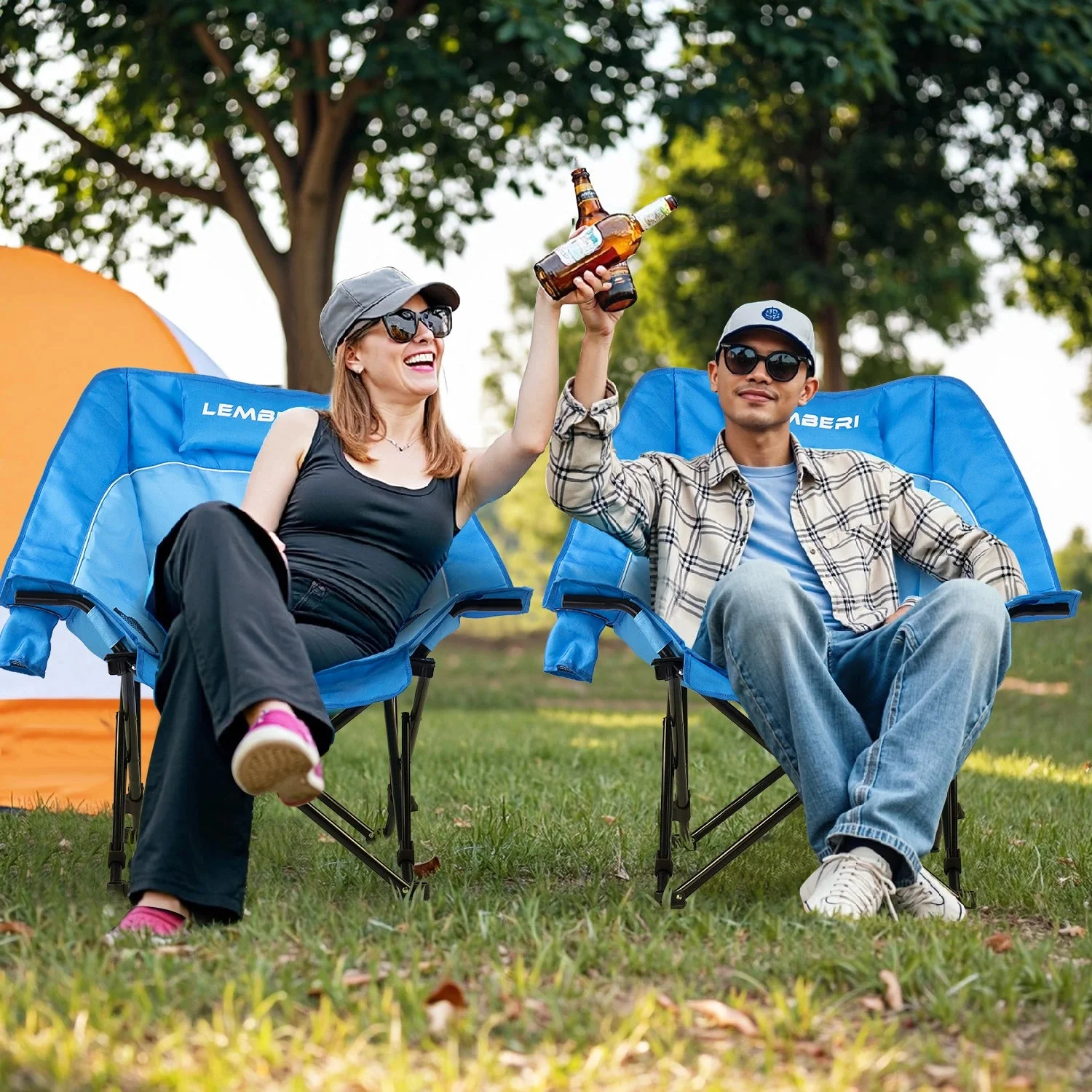 BOSSIN Oversized Camping Chair ,Portable Chair,with Side Cup Holder,Side Pocket and Cooler Bag-2 - Image 6