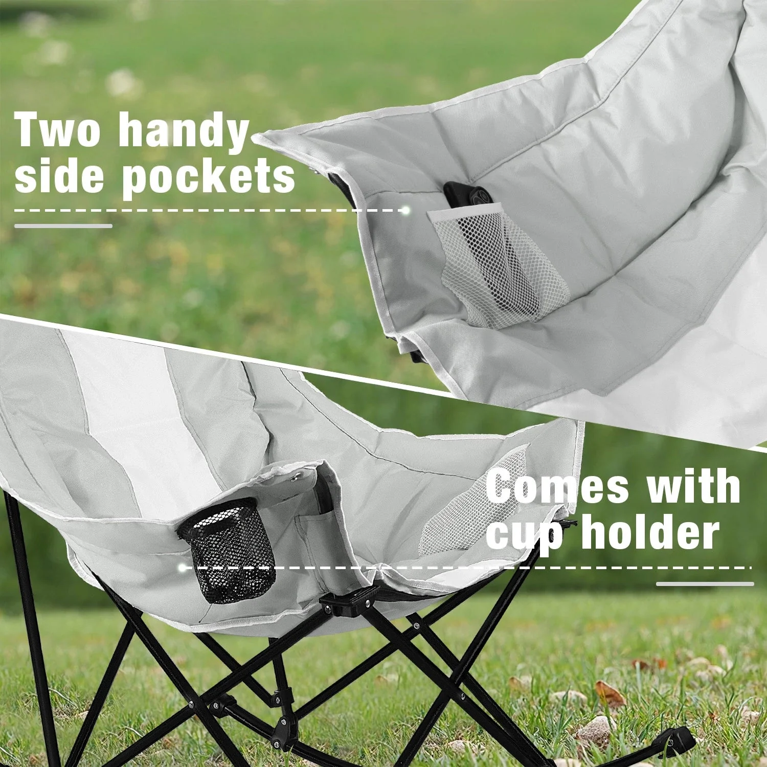 BOSSIN Portable Oversized Rocking Camping Chair for Adults,Outdoor Folding Chair with Storage Bag & Cup Holder - Image 10