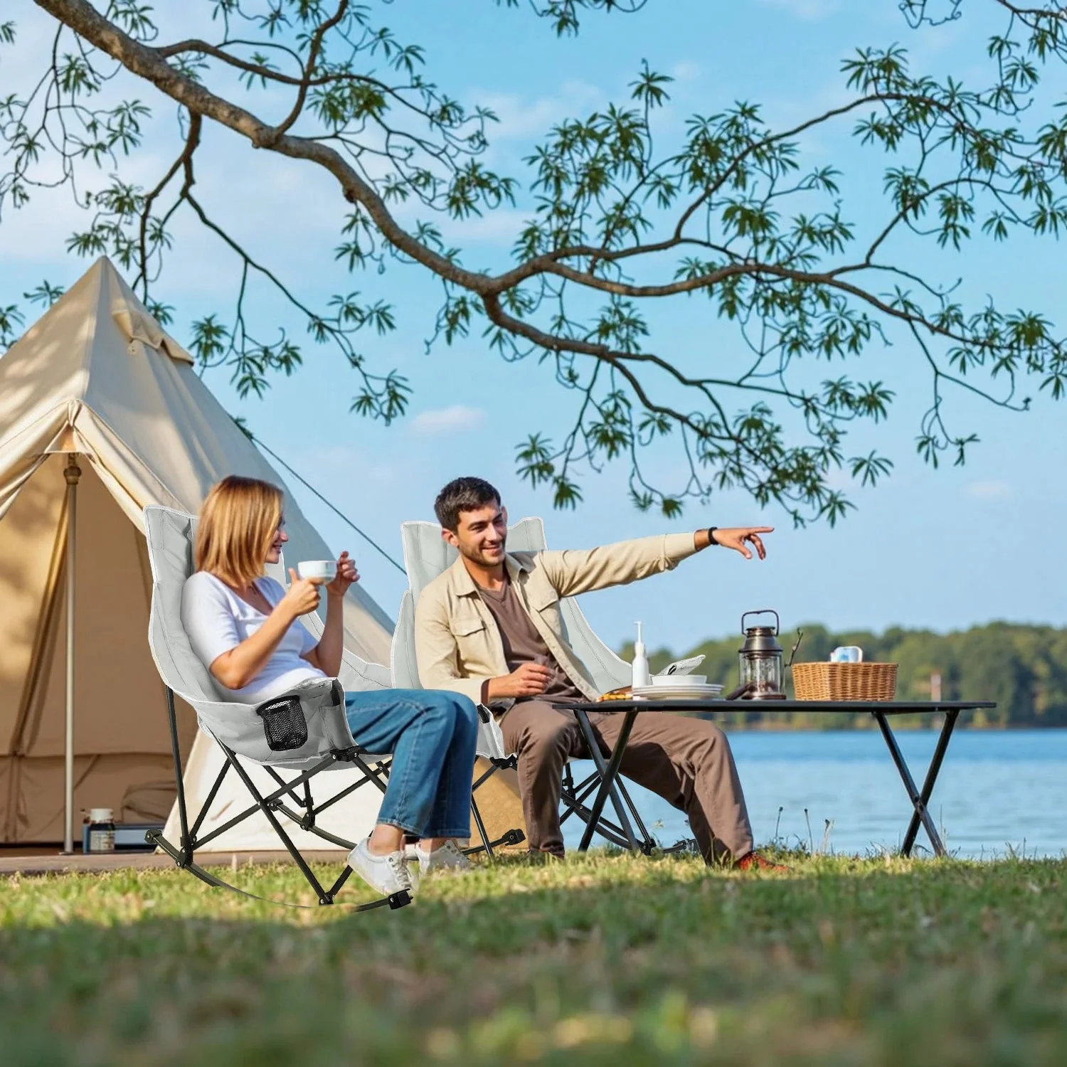 BOSSIN Portable Oversized Rocking Camping Chair for Adults,Outdoor Folding Chair with Storage Bag & Cup Holder - Image 13