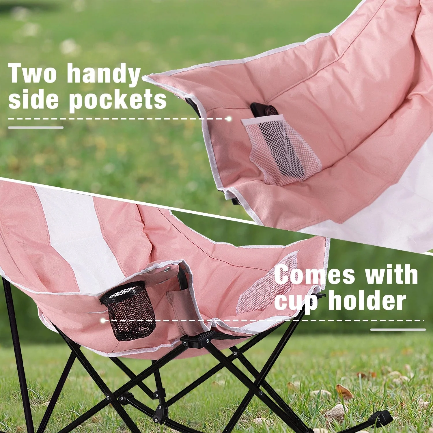BOSSIN Portable Oversized Rocking Camping Chair for Adults,Outdoor Folding Chair with Storage Bag & Cup Holder - Image 17