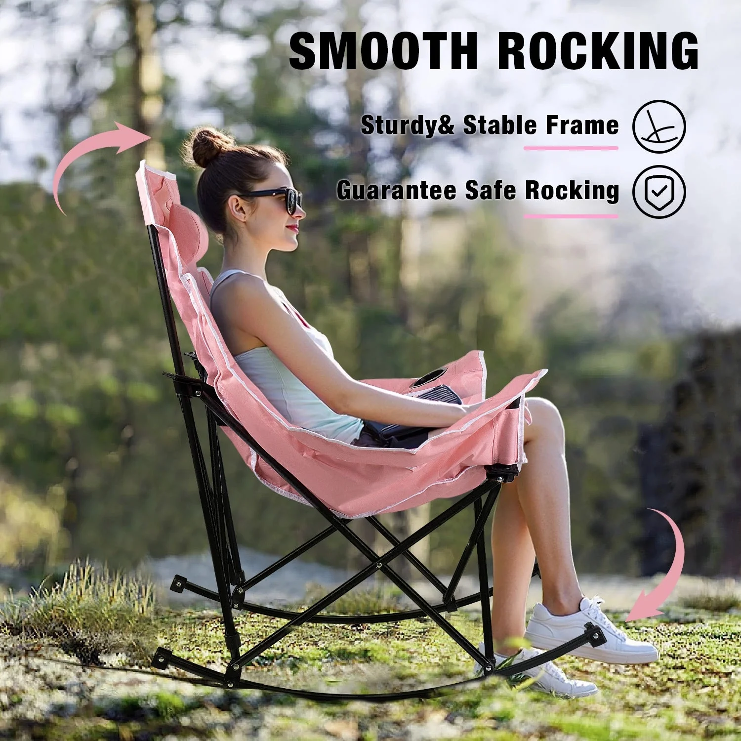 BOSSIN Portable Oversized Rocking Camping Chair for Adults,Outdoor Folding Chair with Storage Bag & Cup Holder - Image 18
