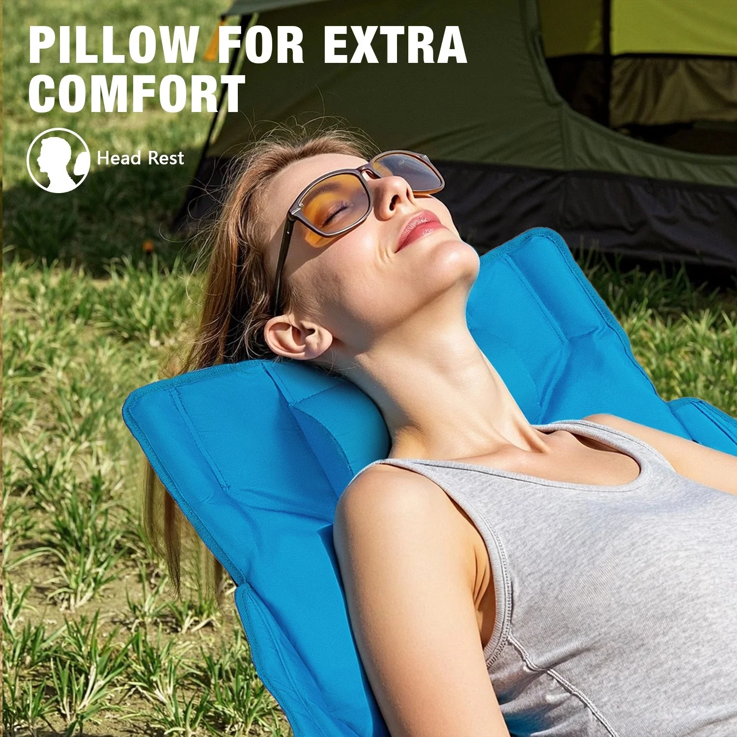 BOSSIN Portable Oversized Rocking Camping Chair for Adults,Outdoor Folding Chair with Storage Bag & Cup Holder - Image 2