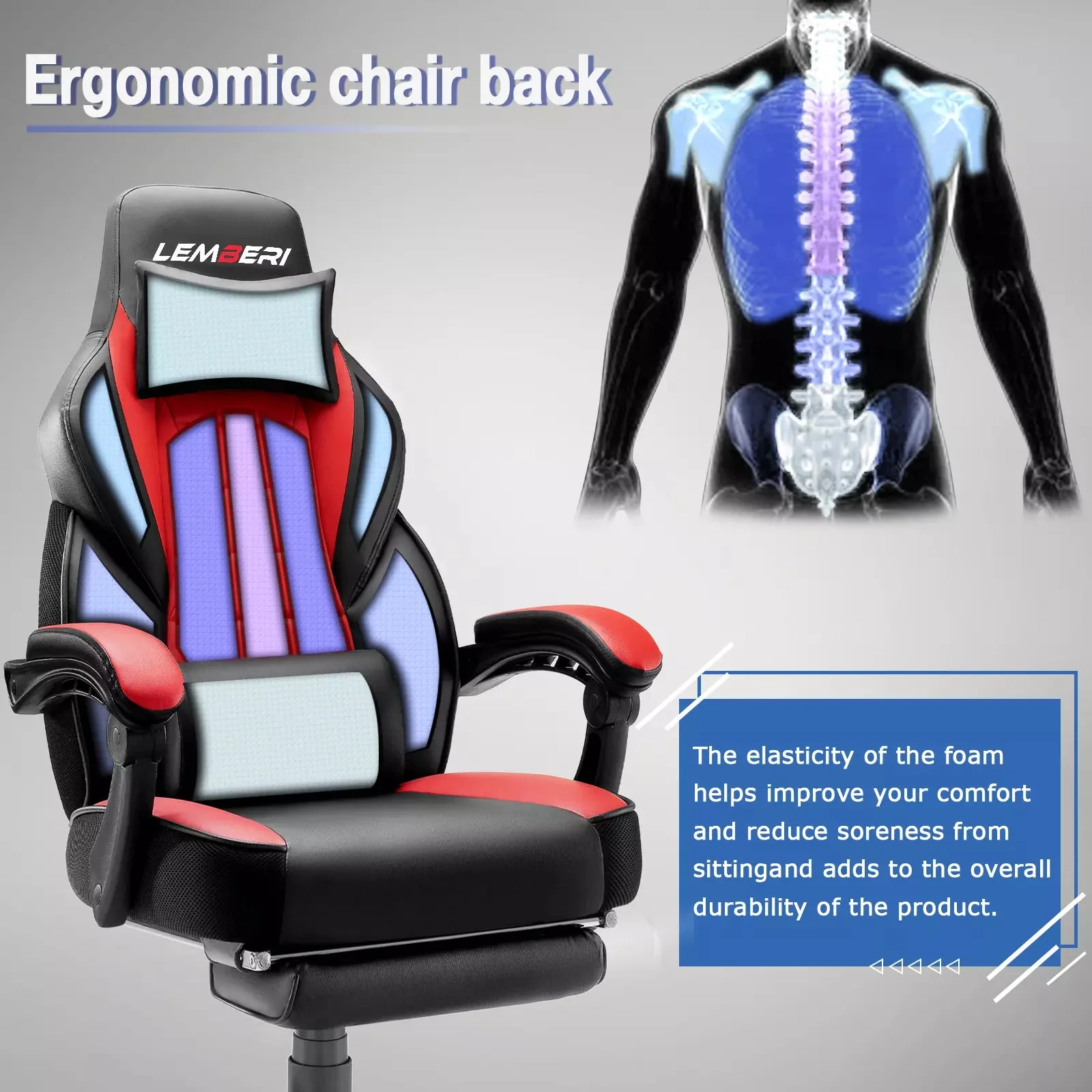 LEMBERI Big and Tall Heavy Duty PC Gaming Chair, Design for Big Guy LGC01 - Image 13