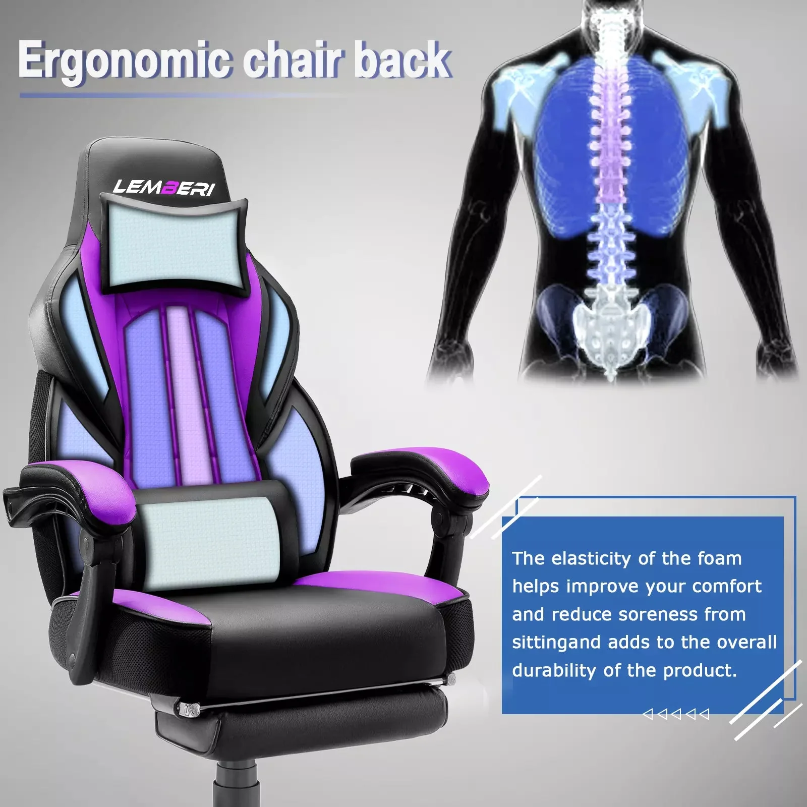 LEMBERI Big and Tall Heavy Duty PC Gaming Chair, Design for Big Guy LGC01 - Image 21