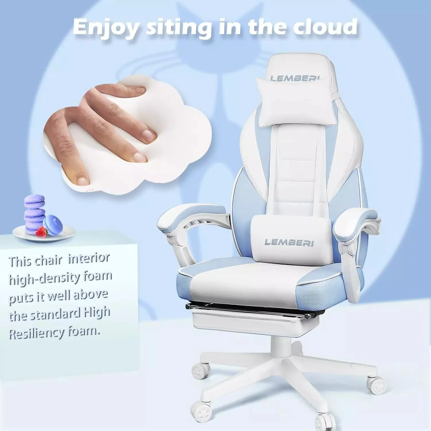 LEMBERI Big and Tall Gaming Chair 400lb Capacity, Heavy-Duty Office Chair with Reinforced Footrest, Wide Seat High Back PC Desk Chair with Linkage Armrests, Thickened Steel Frame, PU Leather - Image 60