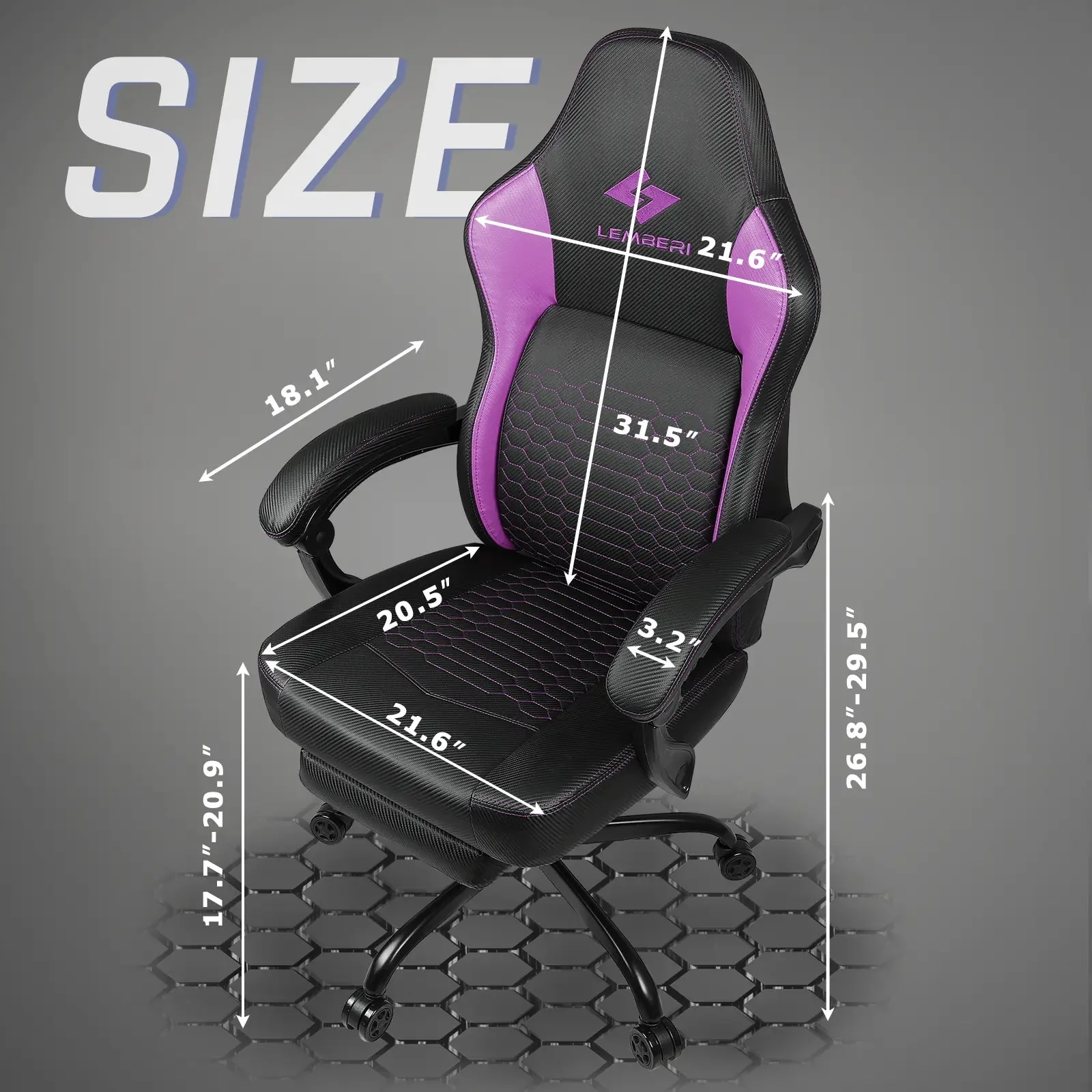 LEMBERI Big and Tall Gaming Chair 400lb Capacity,Gamer Chairs for Adults LGC02 - Image 17