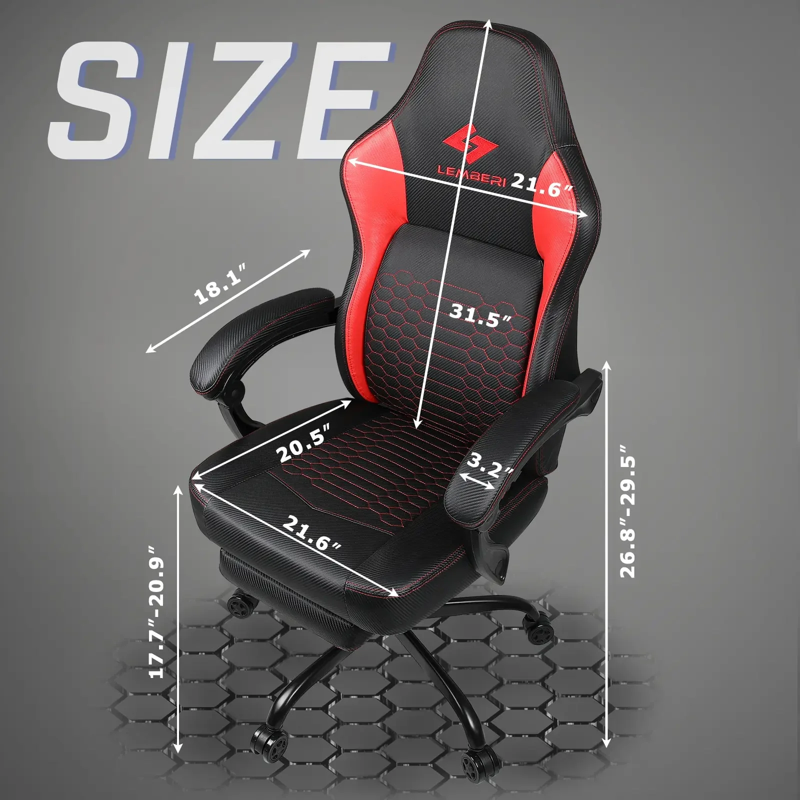 LEMBERI Big and Tall Gaming Chair 400lb Capacity,Gamer Chairs for Adults LGC02 - Image 3