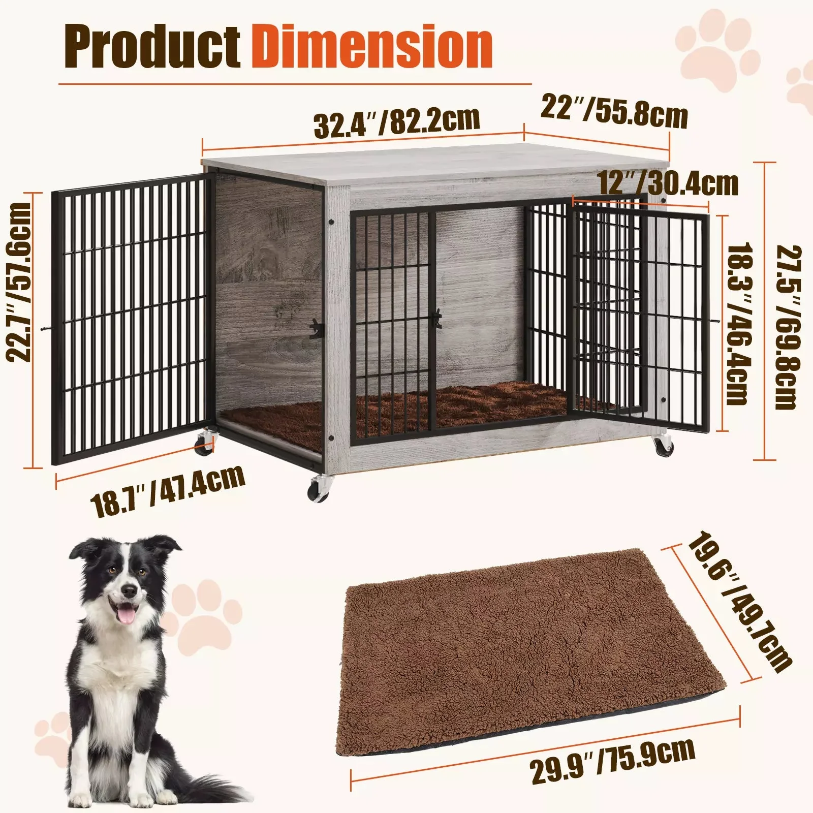 LEMBERI Dog Crate Furniture with Cushion - Image 8
