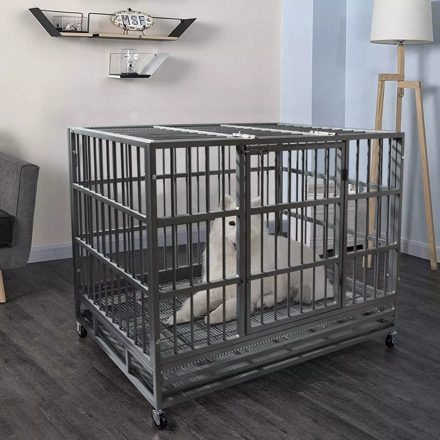LEMBERI 48/38 inch Heavy Duty Indestructible Metal Dog Crate DC01 - Image 10