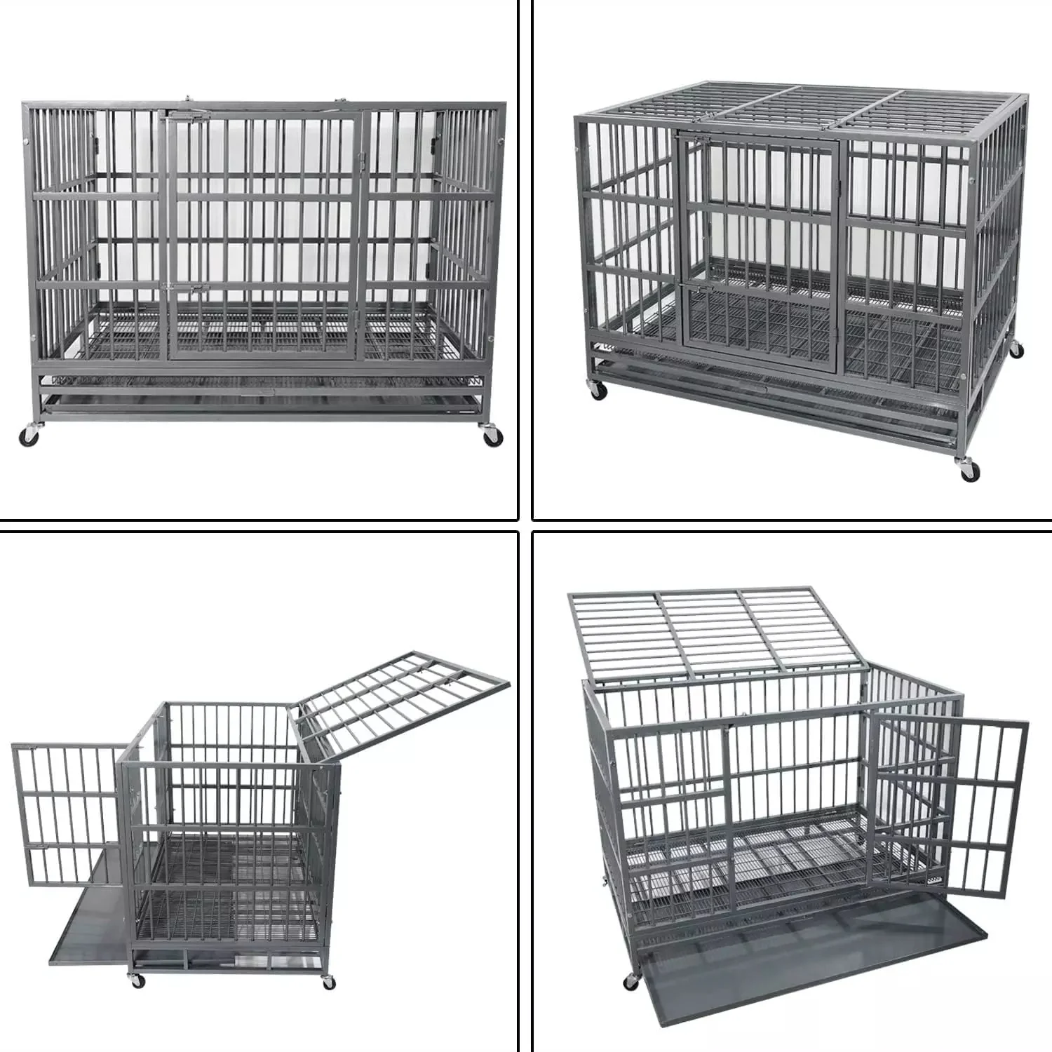 LEMBERI 48/38 inch Heavy Duty Indestructible Metal Dog Crate DC01 - Image 14