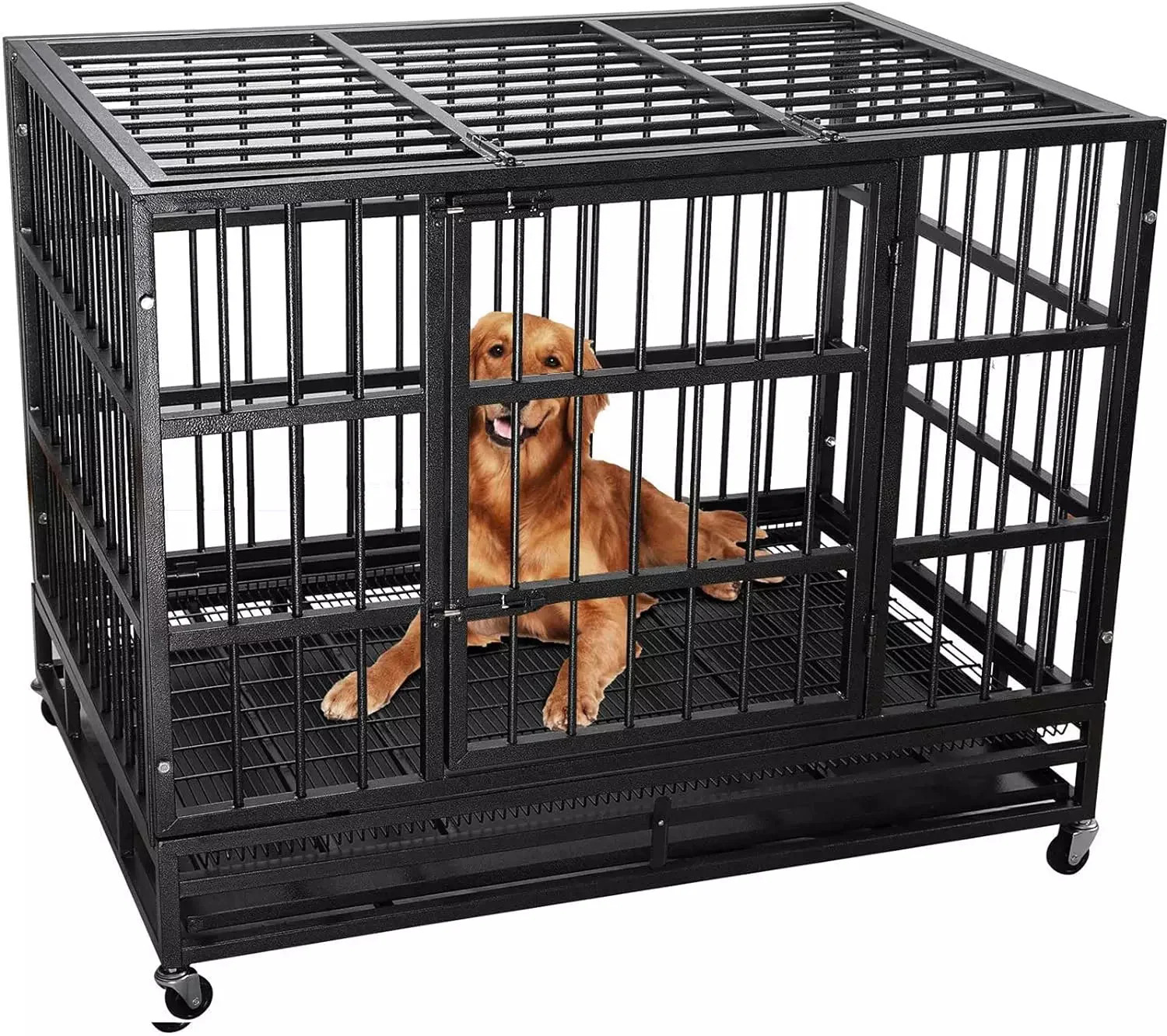 LEMBERI 48/38 inch Heavy Duty Indestructible Metal Dog Crate DC01 - Image 17