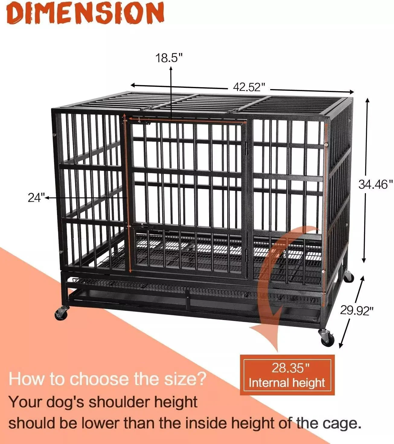 LEMBERI 48/38 inch Heavy Duty Indestructible Metal Dog Crate DC01 - Image 20