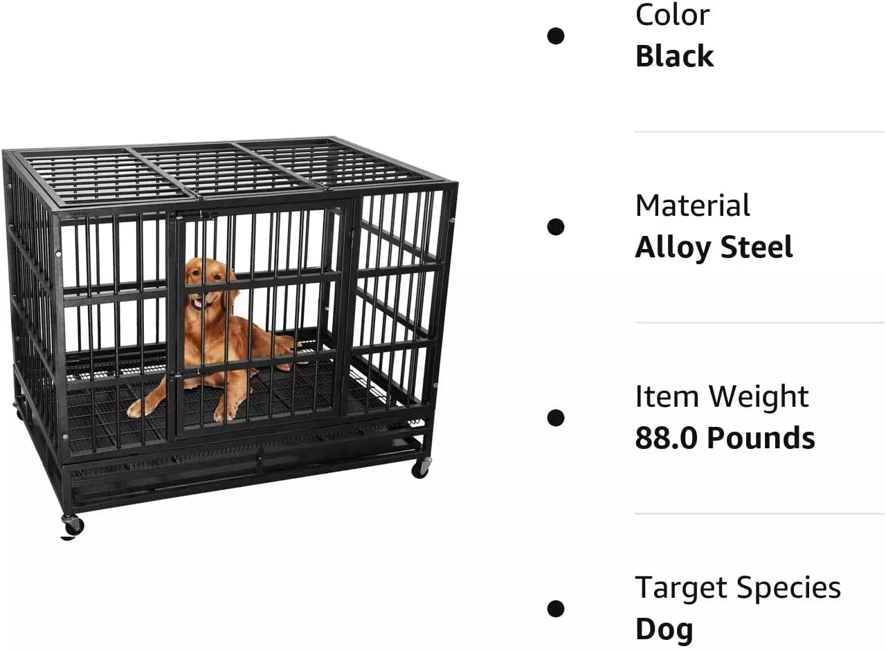 LEMBERI 48/38 inch Heavy Duty Indestructible Metal Dog Crate DC01 - Image 24