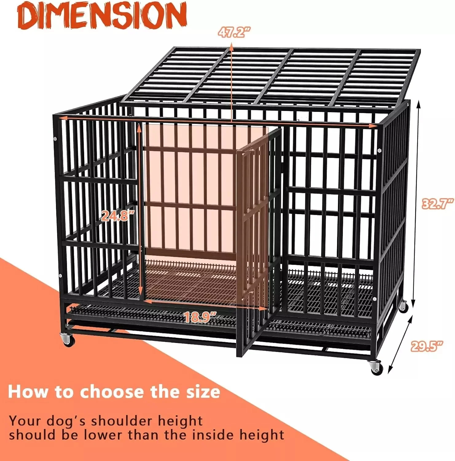 LEMBERI 48/38 inch Heavy Duty Indestructible Metal Dog Crate DC01 - Image 31