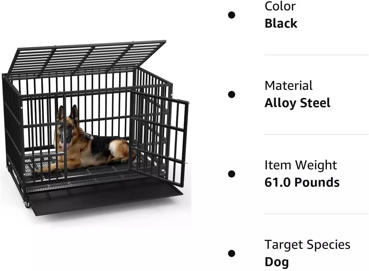 LEMBERI 48/38 inch Heavy Duty Indestructible Metal Dog Crate DC01 - Image 33