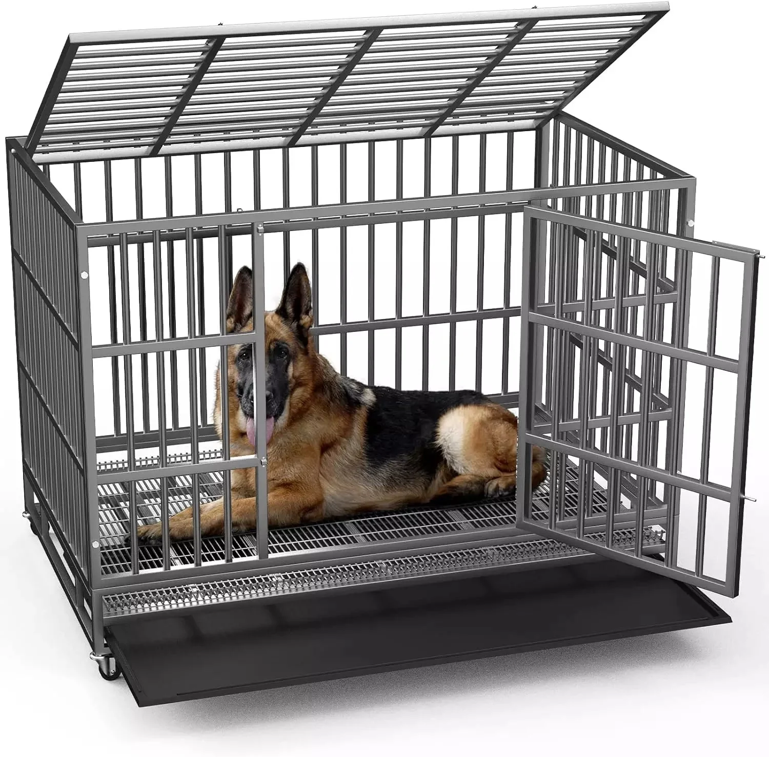 LEMBERI 48/38 inch Heavy Duty Indestructible Metal Dog Crate DC01 - Image 34