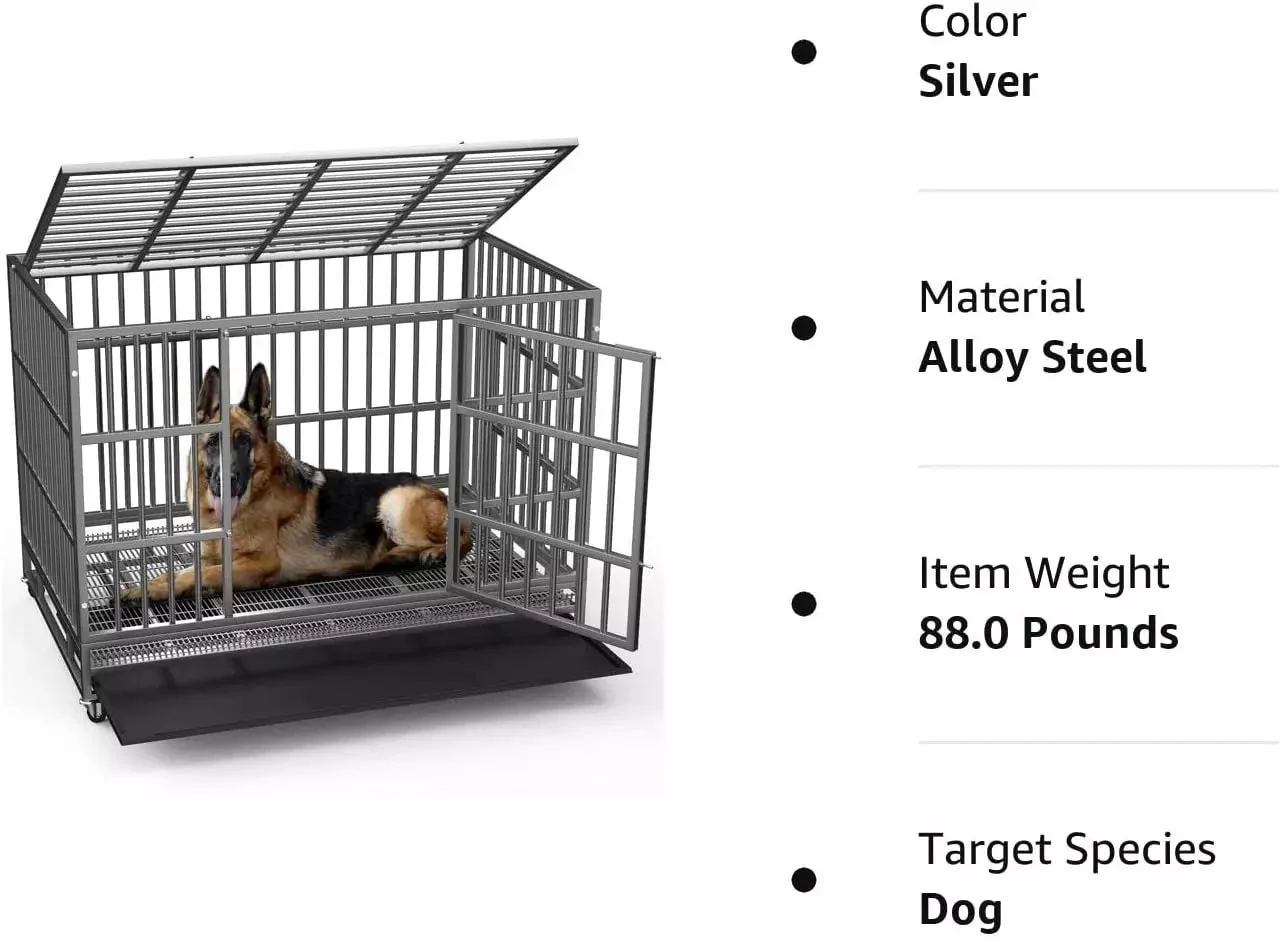 LEMBERI 48/38 inch Heavy Duty Indestructible Metal Dog Crate DC01 - Image 42