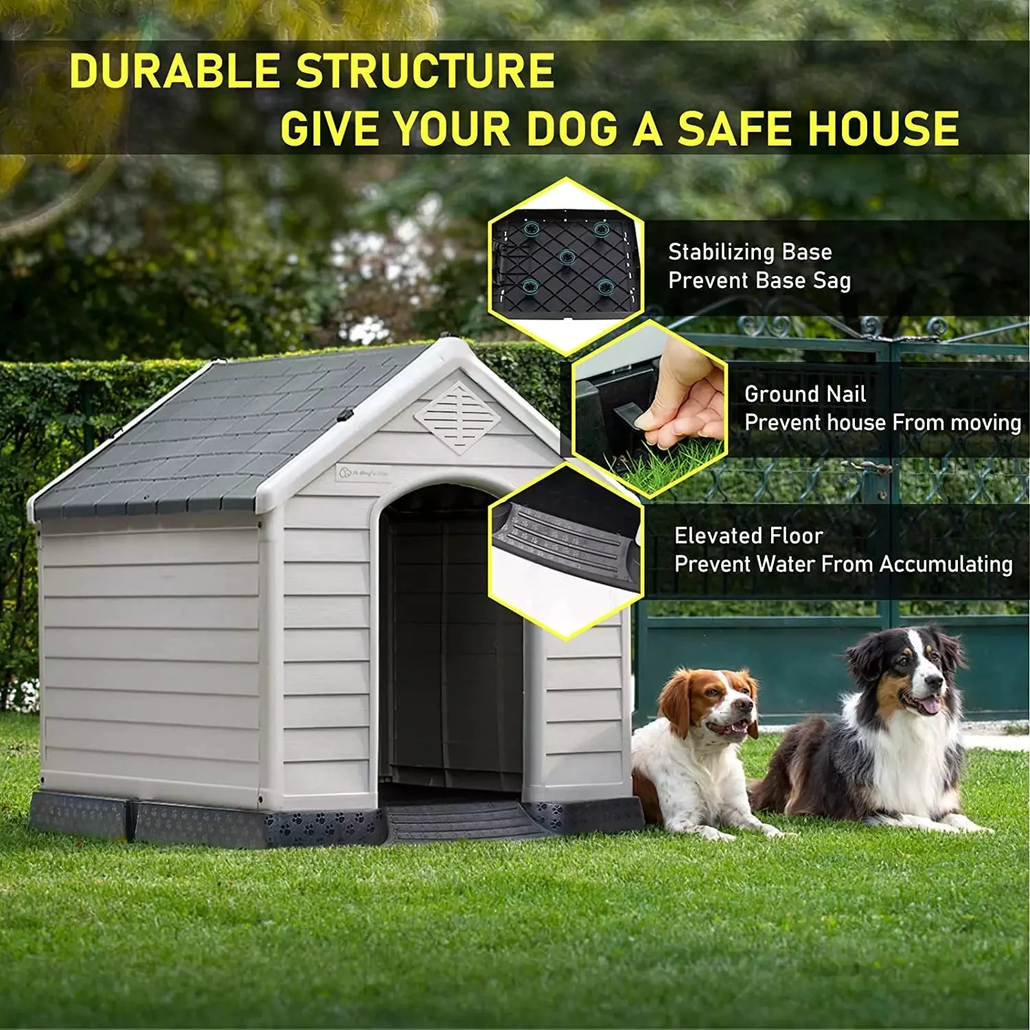 LEMBERI Indoor/Outdoor Durable Dog House with Air Vents and Elevated Floor DH01 - Image 12