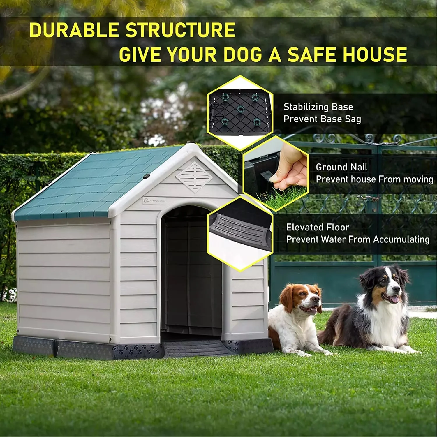 LEMBERI Indoor/Outdoor Durable Dog House with Air Vents and Elevated Floor DH01 - Image 28