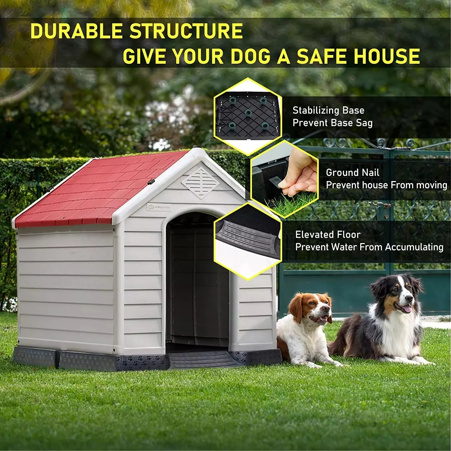LEMBERI Indoor/Outdoor Durable Dog House with Air Vents and Elevated Floor DH01 - Image 44