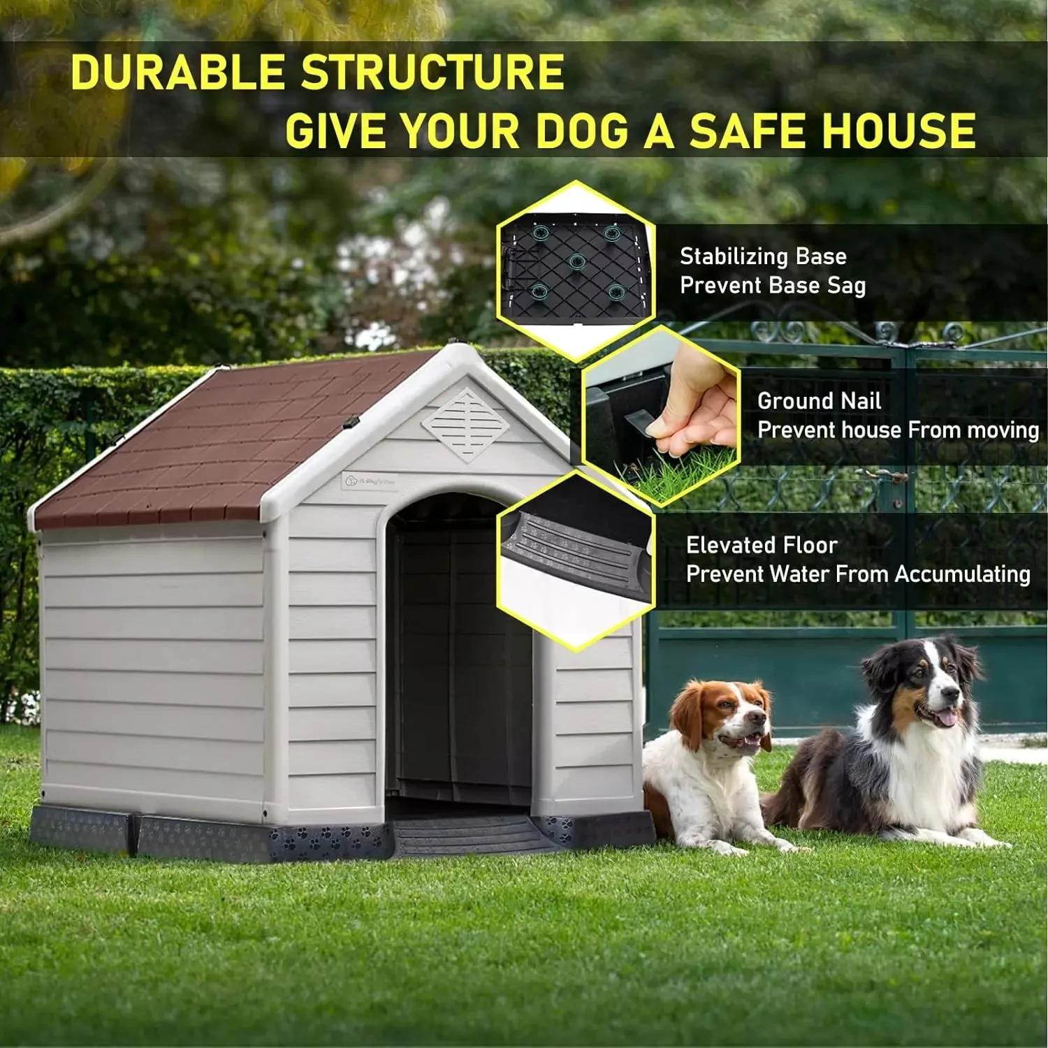LEMBERI Indoor/Outdoor Durable Dog House with Air Vents and Elevated Floor DH01 - Image 52