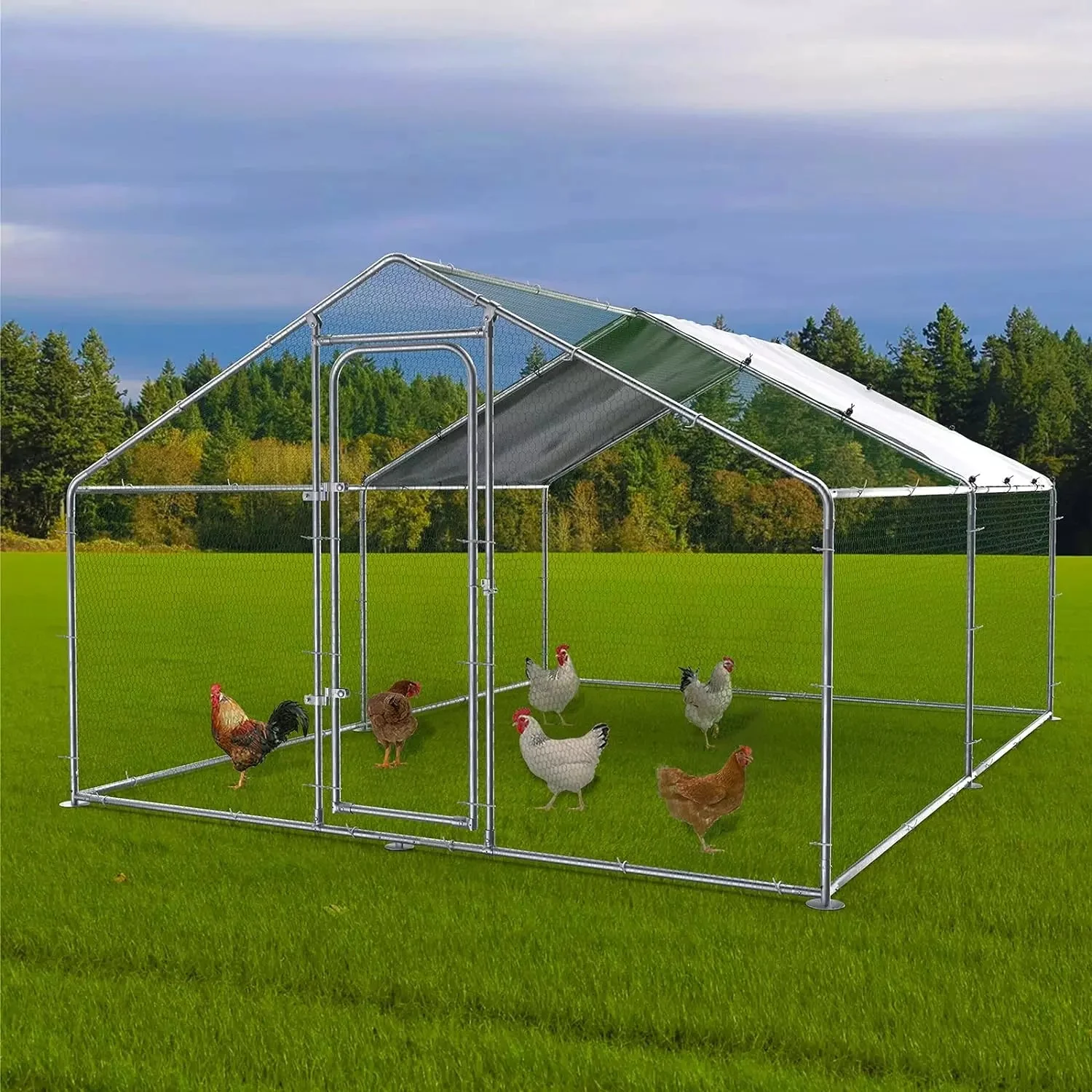 LEMBERI Large Metal Chicken Coop with Waterproof and Anti-UV Cover CC01 - Image 13