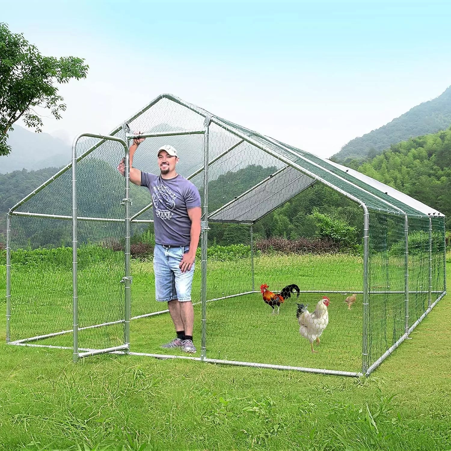 LEMBERI Large Metal Chicken Coop with Waterproof and Anti-UV Cover CC01 - Image 15