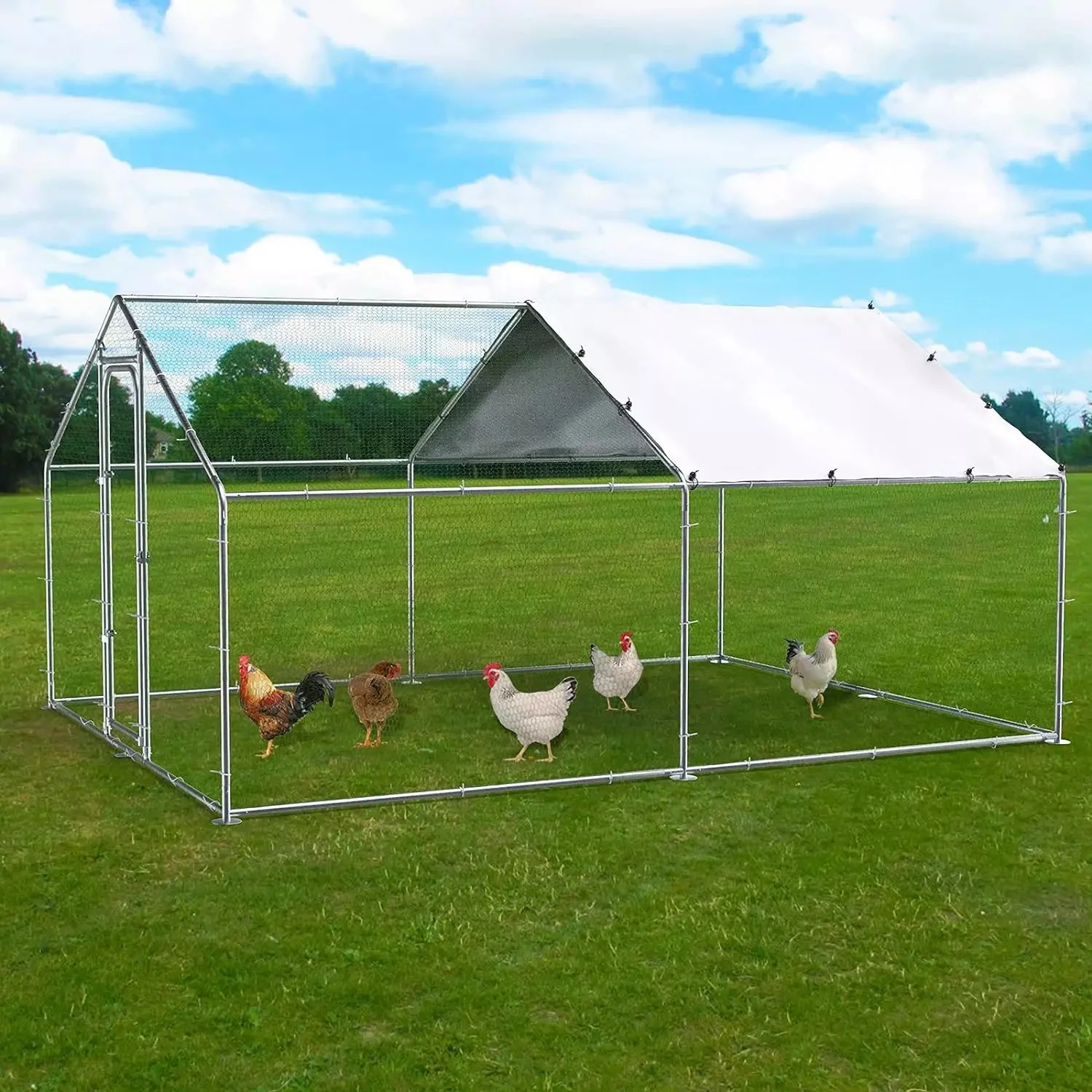 LEMBERI Large Metal Chicken Coop with Waterproof and Anti-UV Cover CC01 - Image 8