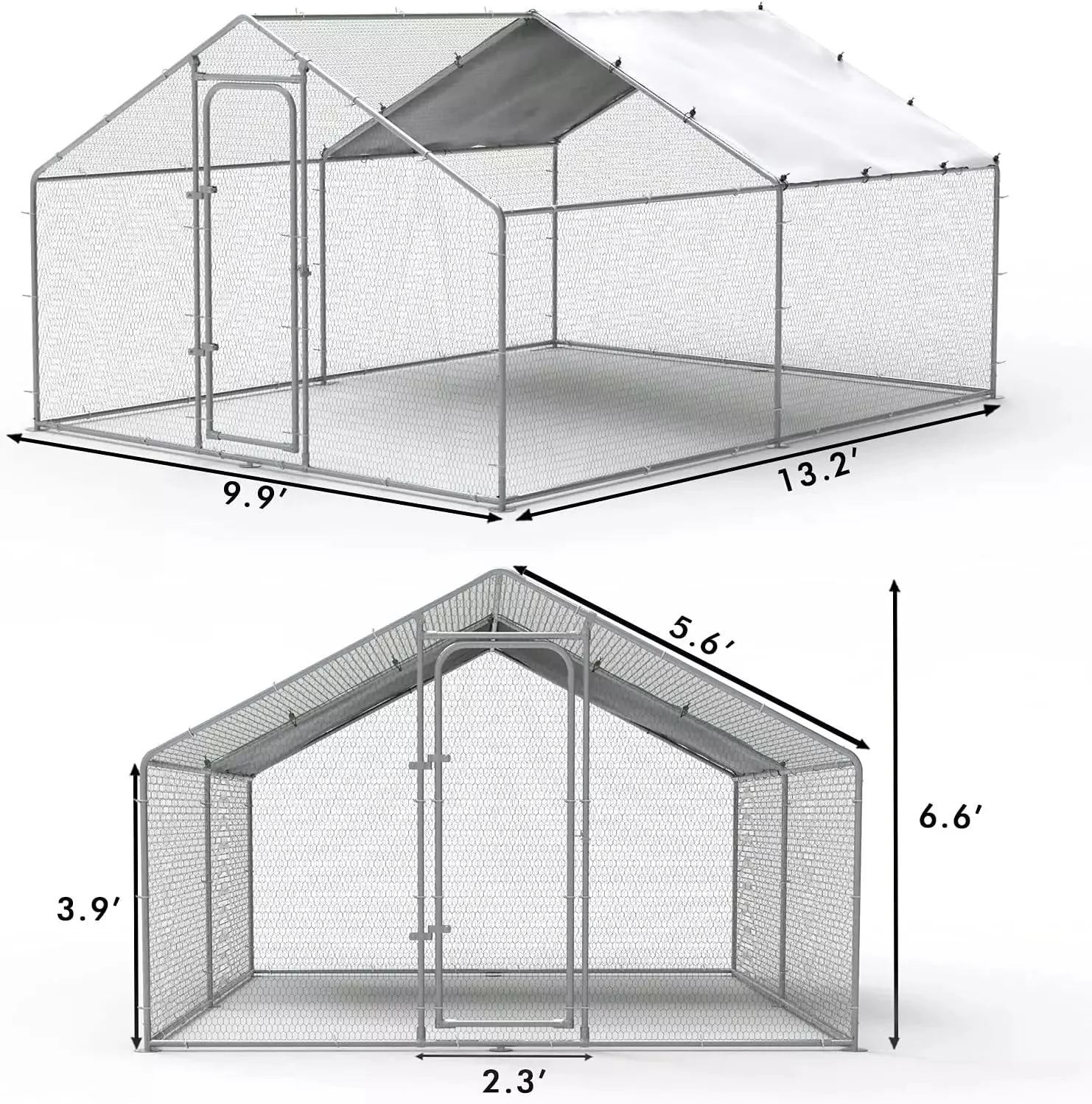 LEMBERI Large Metal Chicken Coop with Waterproof and Anti-UV Cover CC01 - Image 9