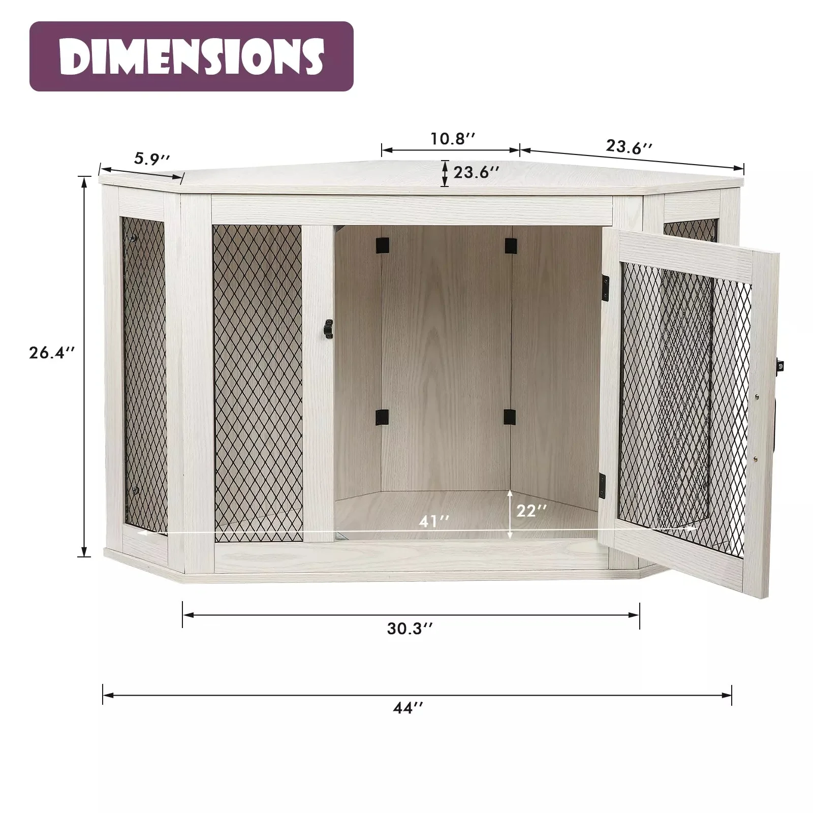 OFIKA Corner Dog Crate Furniture with Metal Mesh DH02 - Image 14