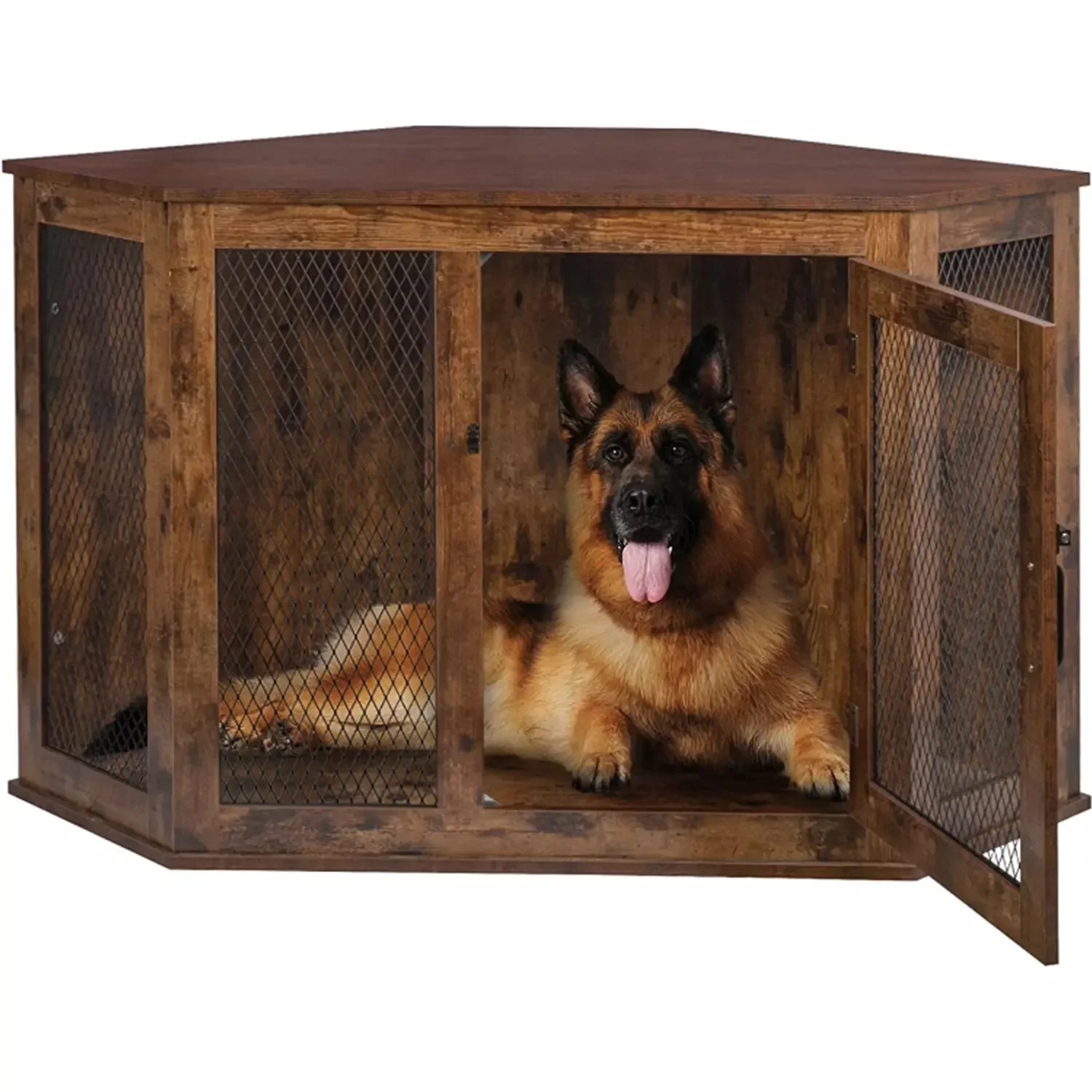 OFIKA Corner Dog Crate Furniture with Metal Mesh DH02 - Image 15