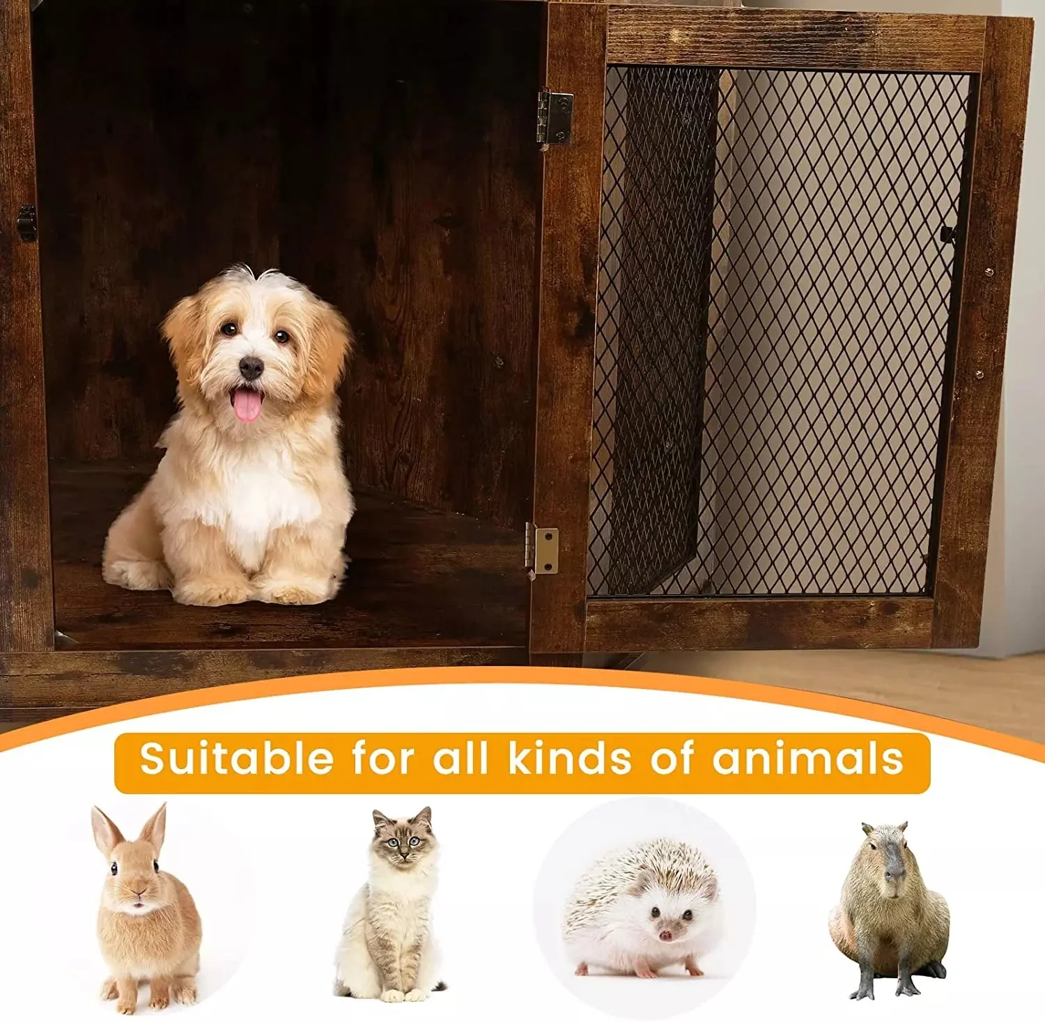 OFIKA Corner Dog Crate Furniture with Metal Mesh DH02 - Image 19