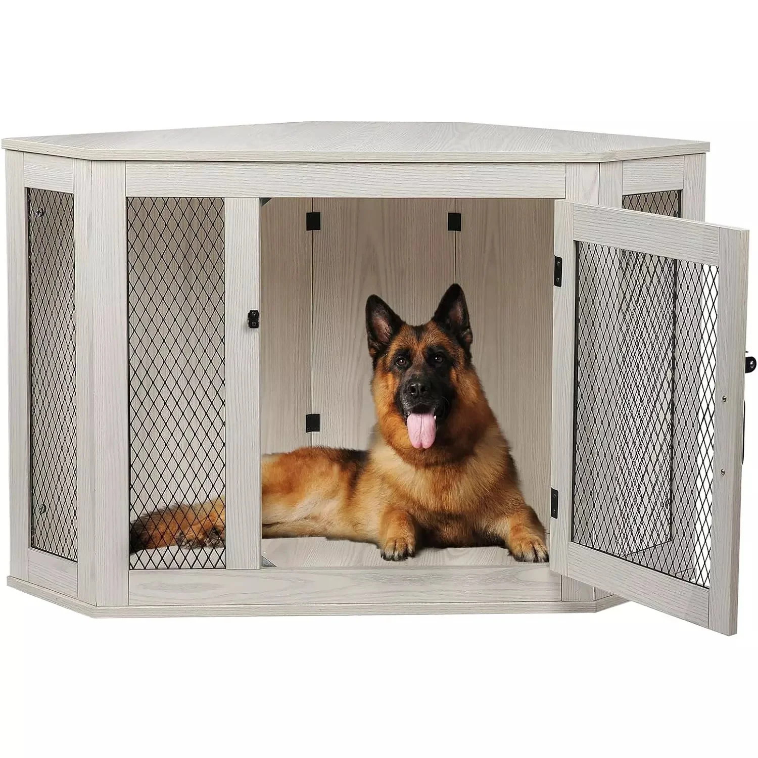OFIKA Corner Dog Crate Furniture with Metal Mesh DH02 - Image 22