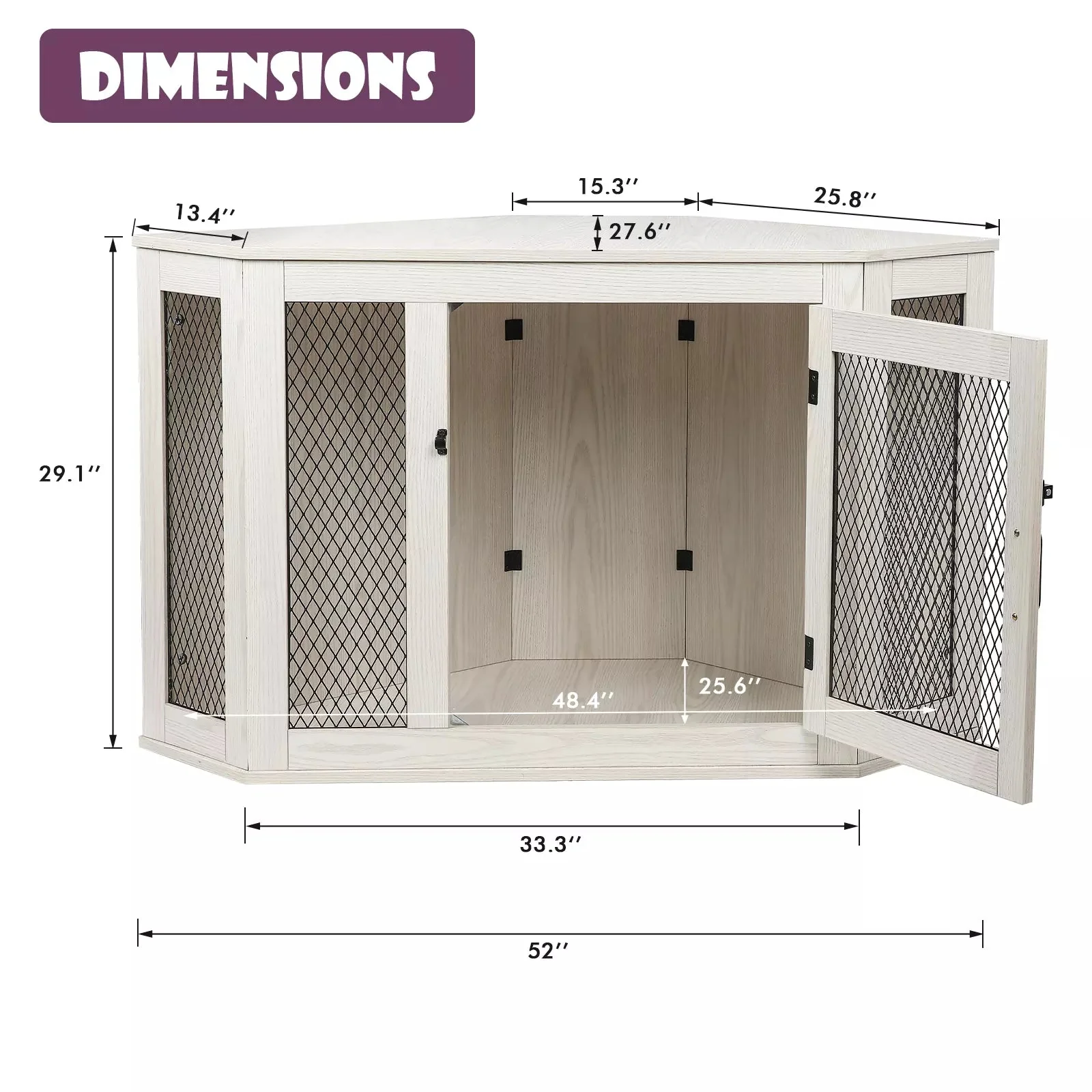 OFIKA Corner Dog Crate Furniture with Metal Mesh DH02 - Image 28