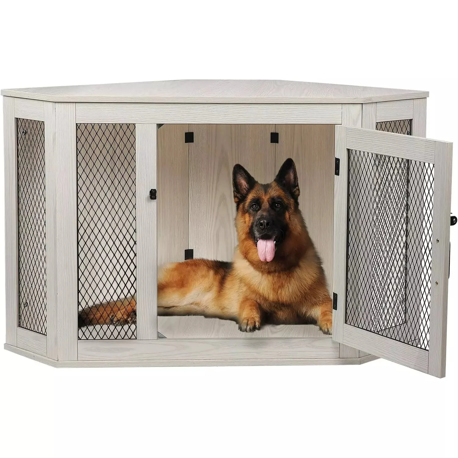 OFIKA Corner Dog Crate Furniture with Metal Mesh DH02 - Image 8