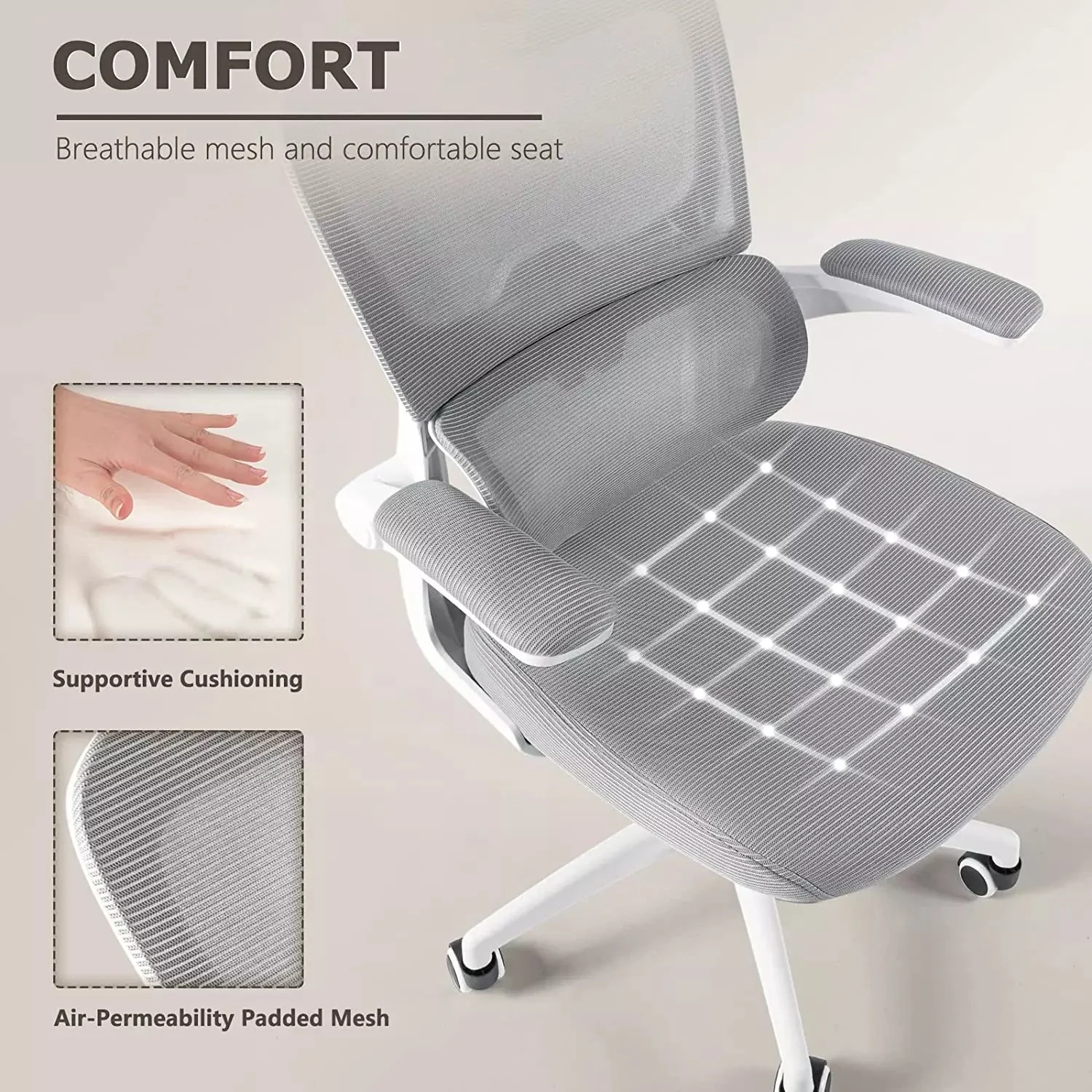 OFIKA Ergonomic Office Chair, High Back Mesh Desk Chair with Adjustable Headrest - Image 4