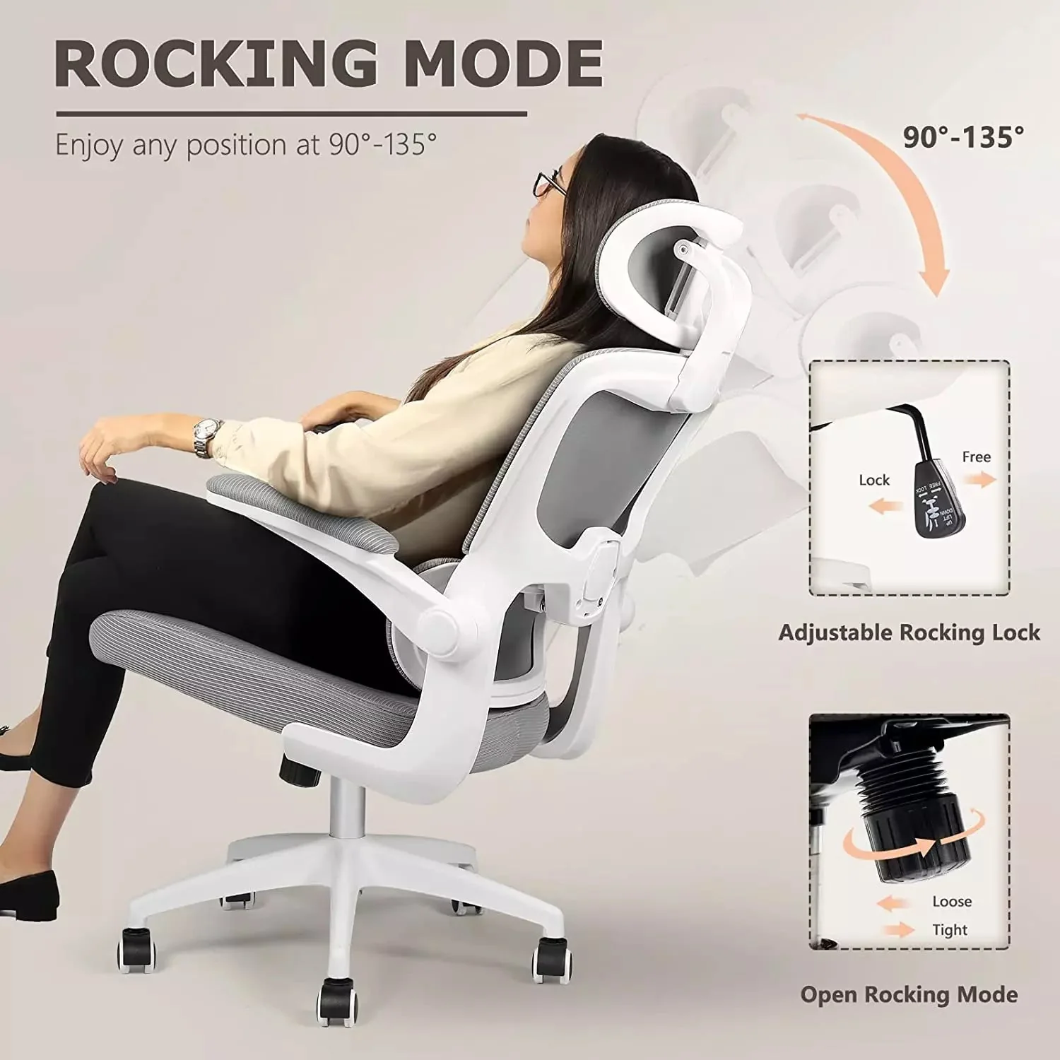 OFIKA Ergonomic Office Chair, High Back Mesh Desk Chair with Adjustable Headrest - Image 5