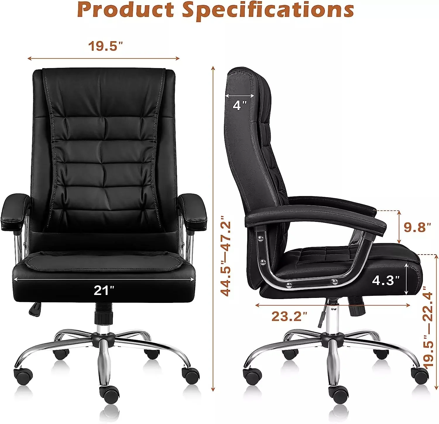 OFIKA Home Office Chair with Spring Cushion,400LBS High Back Executive Office Chair - Image 7