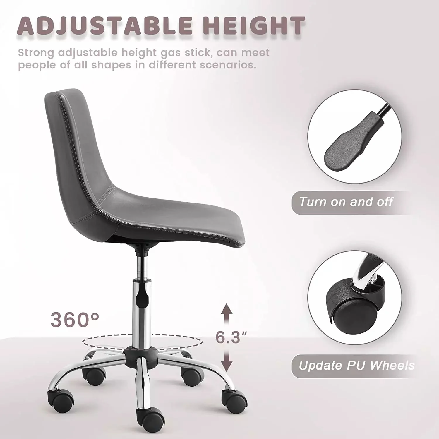 OFIKA Mid Back PU Leather Task Chair,Home Office Desk Chairs with Wheels - Image 11