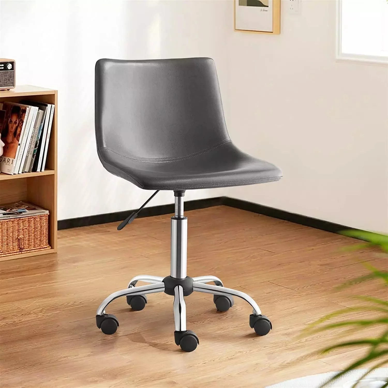 OFIKA Mid Back PU Leather Task Chair,Home Office Desk Chairs with Wheels - Image 14