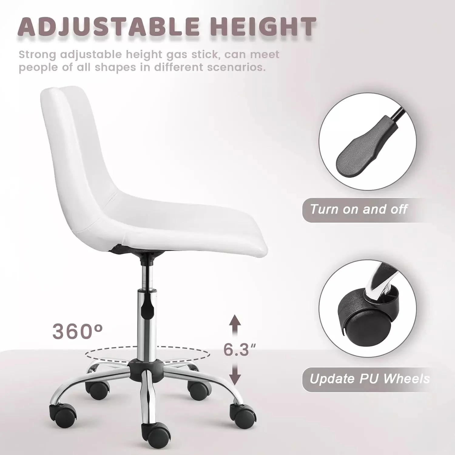 OFIKA Mid Back PU Leather Task Chair,Home Office Desk Chairs with Wheels - Image 17