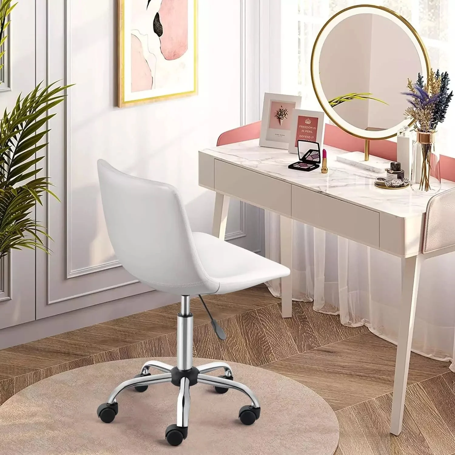OFIKA Mid Back PU Leather Task Chair,Home Office Desk Chairs with Wheels - Image 19