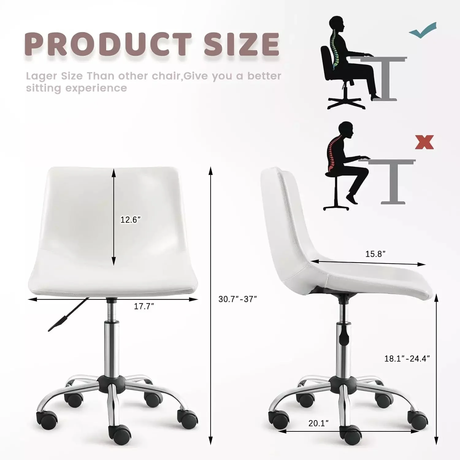 OFIKA Mid Back PU Leather Task Chair,Home Office Desk Chairs with Wheels - Image 20