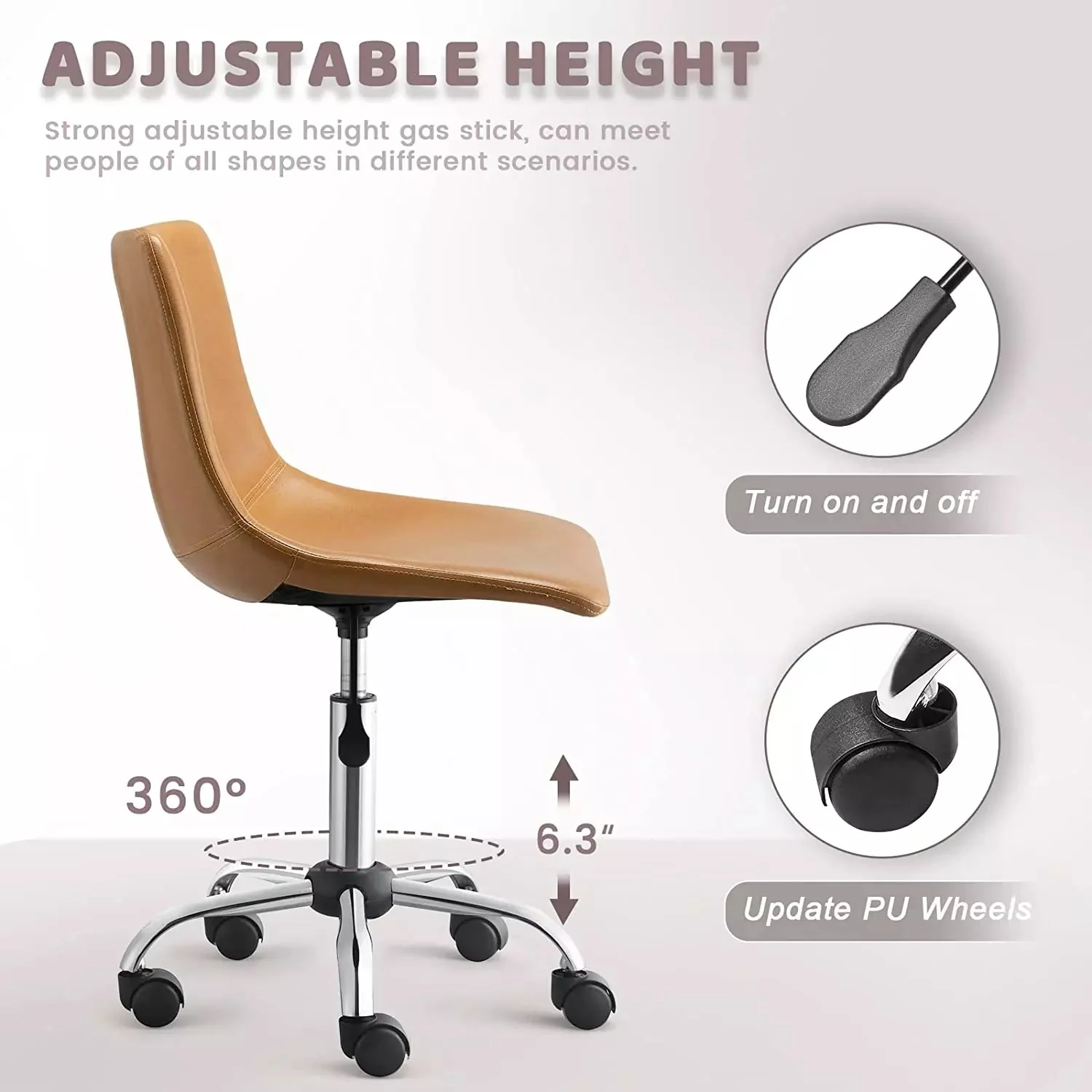 OFIKA Mid Back PU Leather Task Chair,Home Office Desk Chairs with Wheels - Image 4
