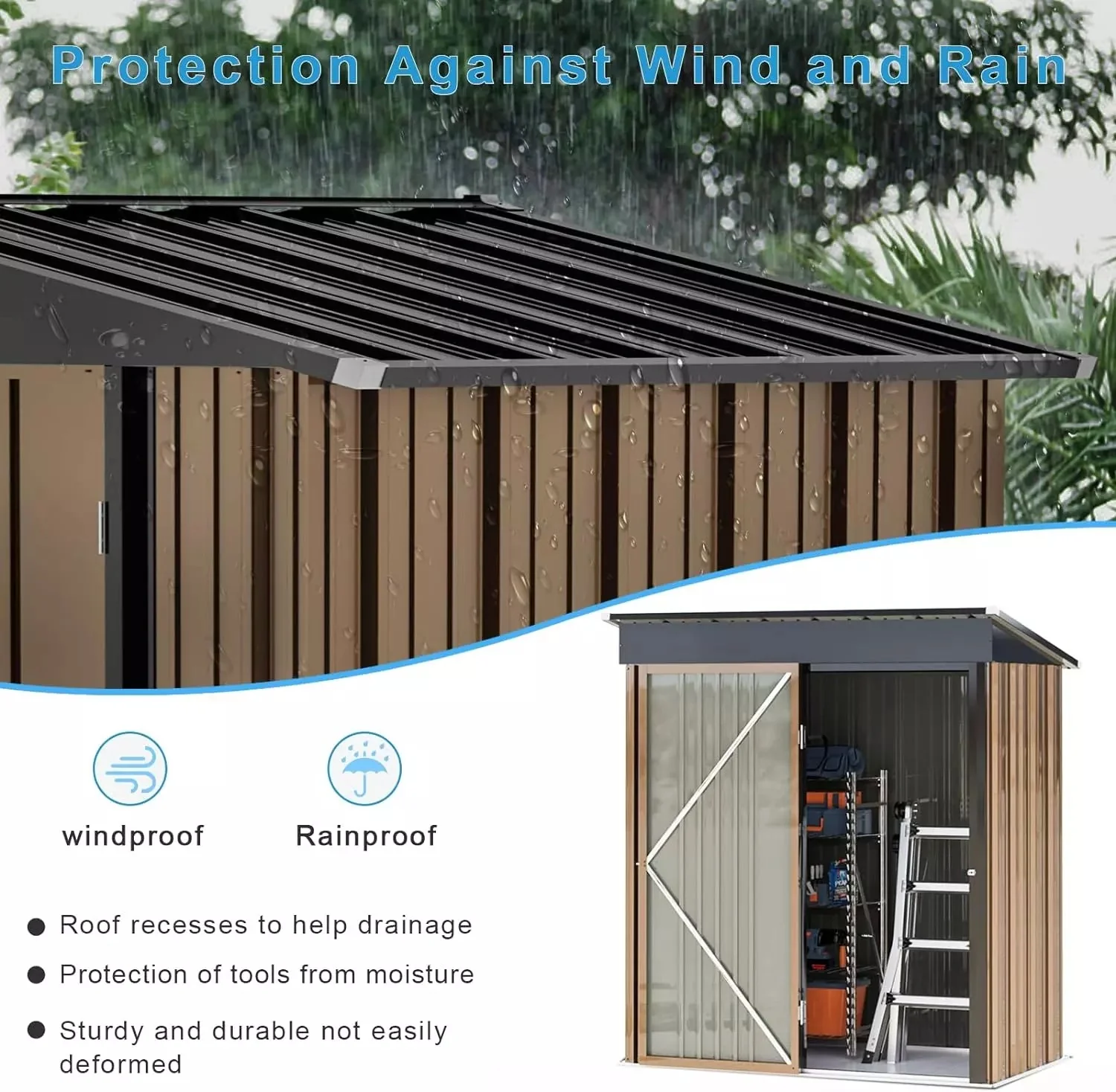 VITESSE Outdoor Storage Metal Shed House with Single Lockable Door - Image 10