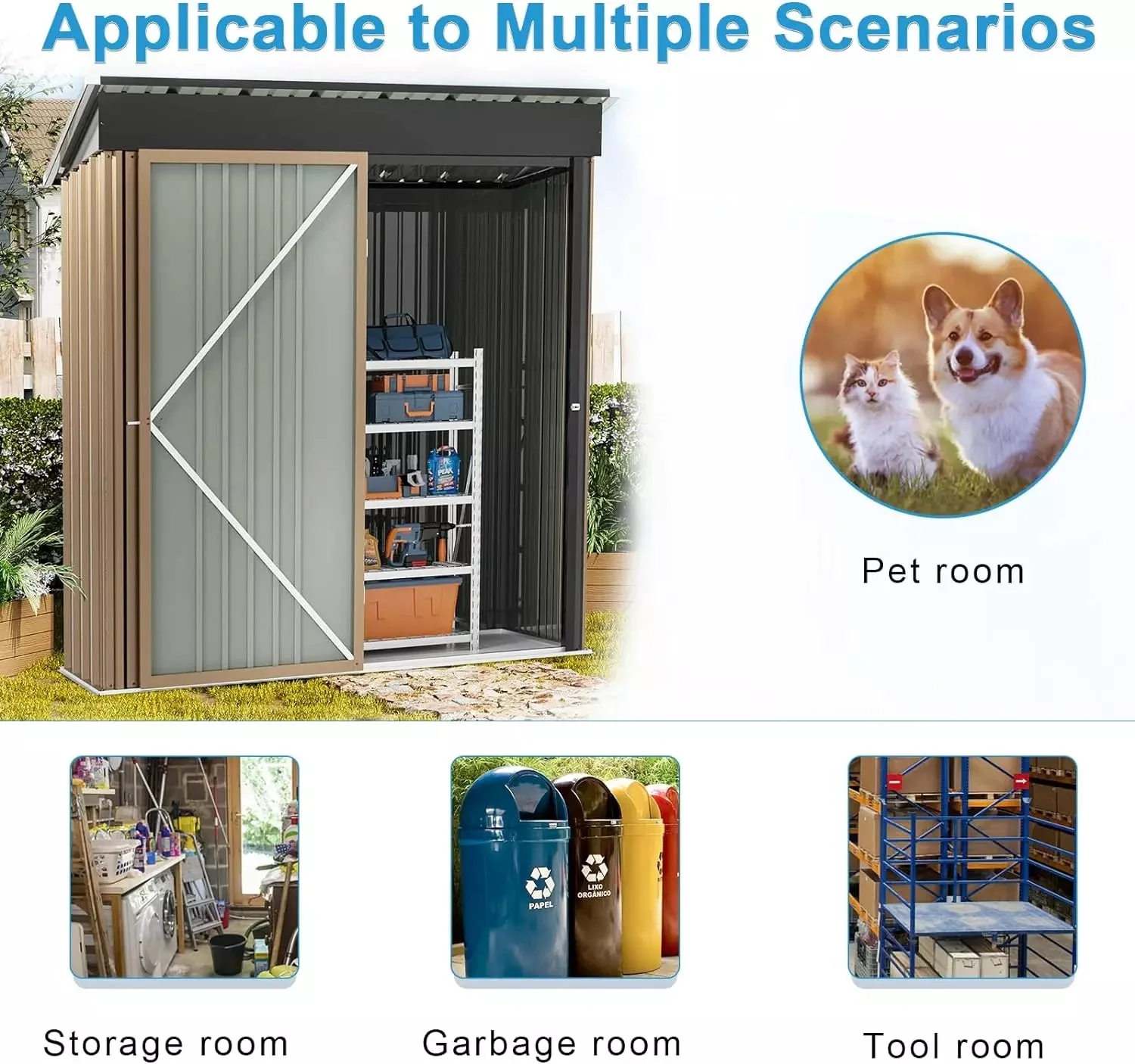 VITESSE Outdoor Storage Metal Shed House with Single Lockable Door - Image 12